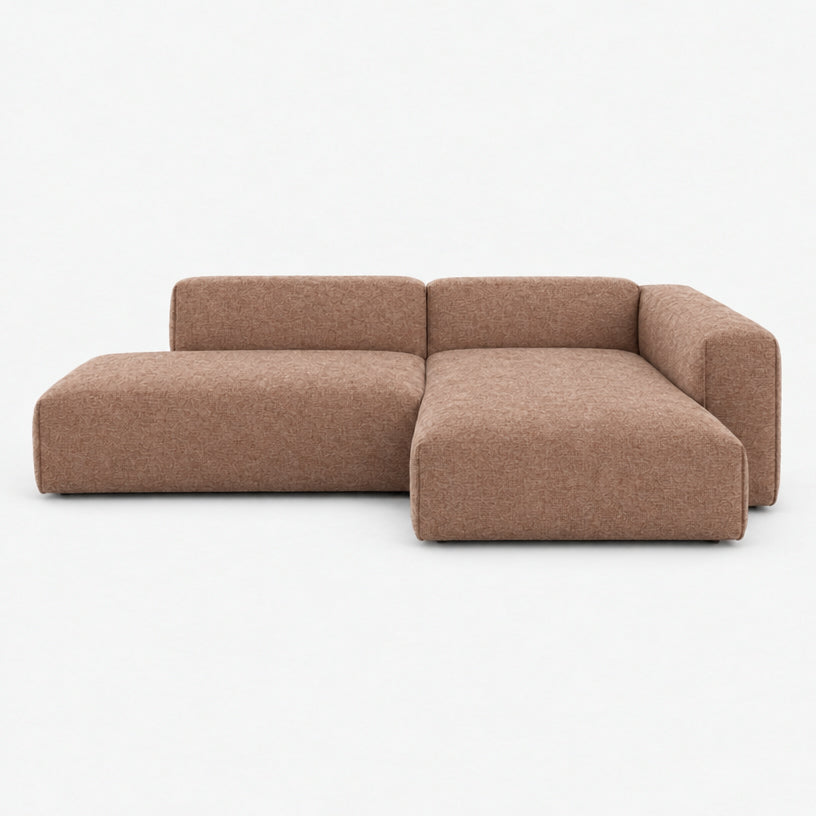 Float 4 Seater Open Chaise Sofa - Mocha Chenille Weave, Right Hand - front