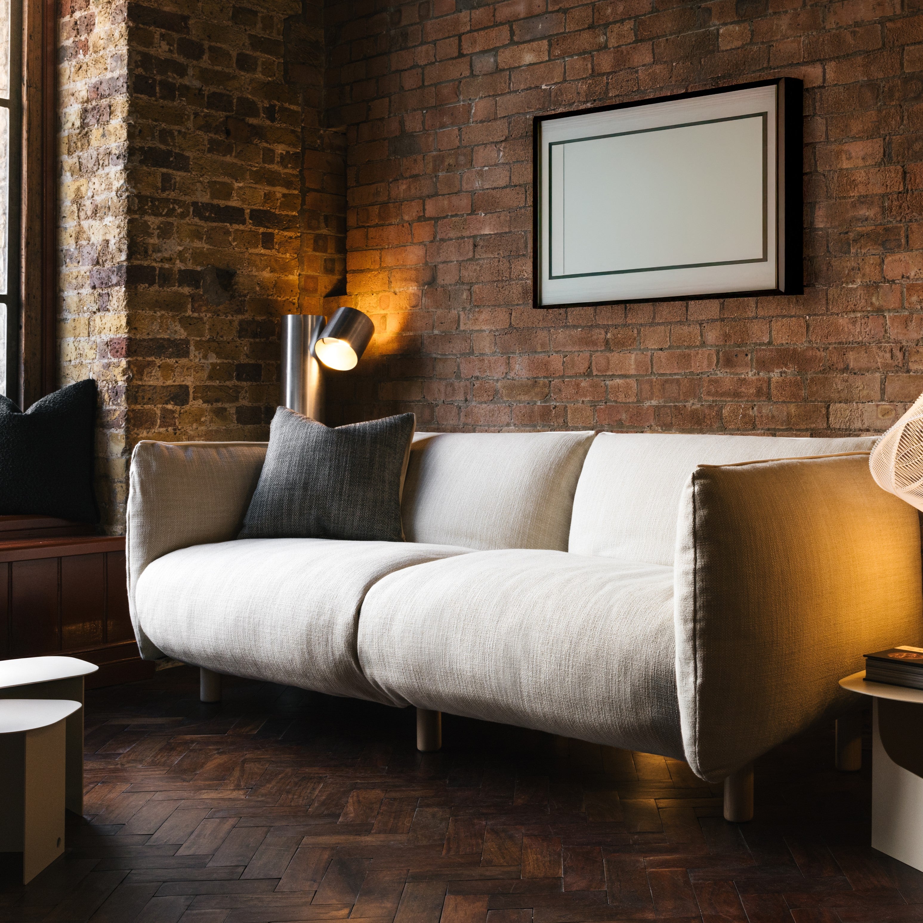 Pillow 3 Seater Sofa | Cream Textured Weave