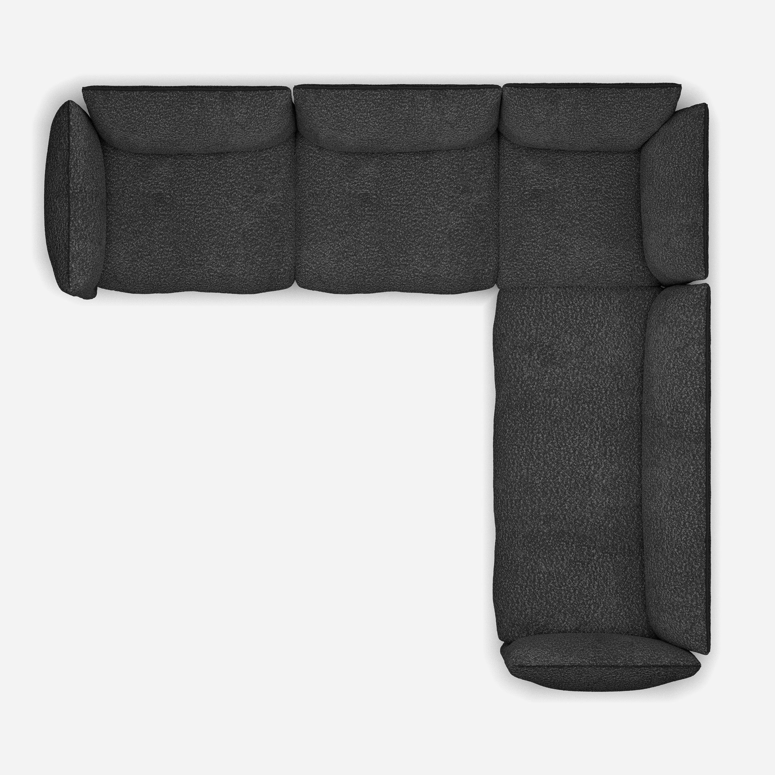 Cozmo Sofas - Pillow Extra Large RH Facing Corner Sofa - Black Boucle - Natural Legs - Rear angle view