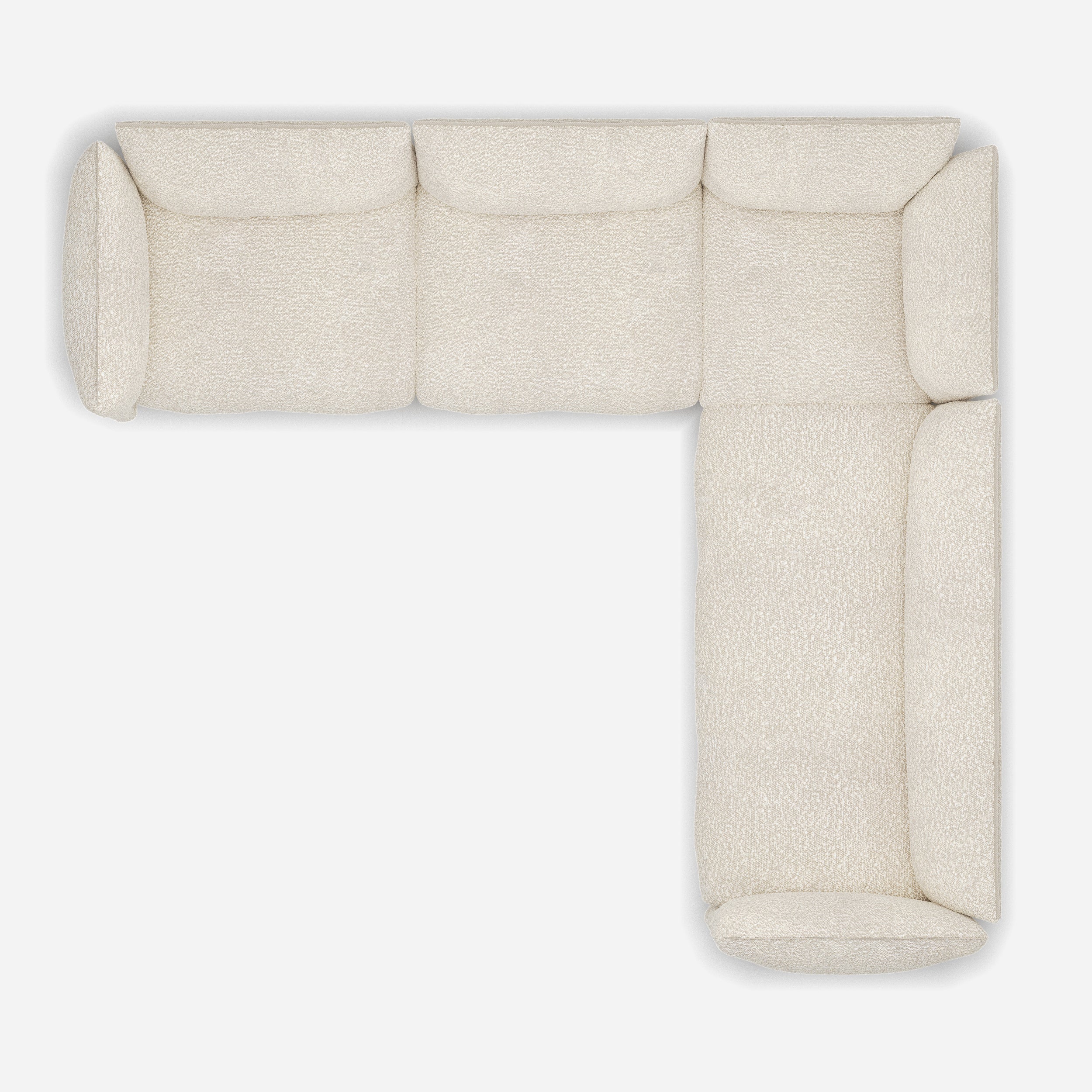 Cozmo Sofas - Pillow Extra Large RH Facing Corner Sofa - Ecru Boucle - Natural Legs - Rear angle view