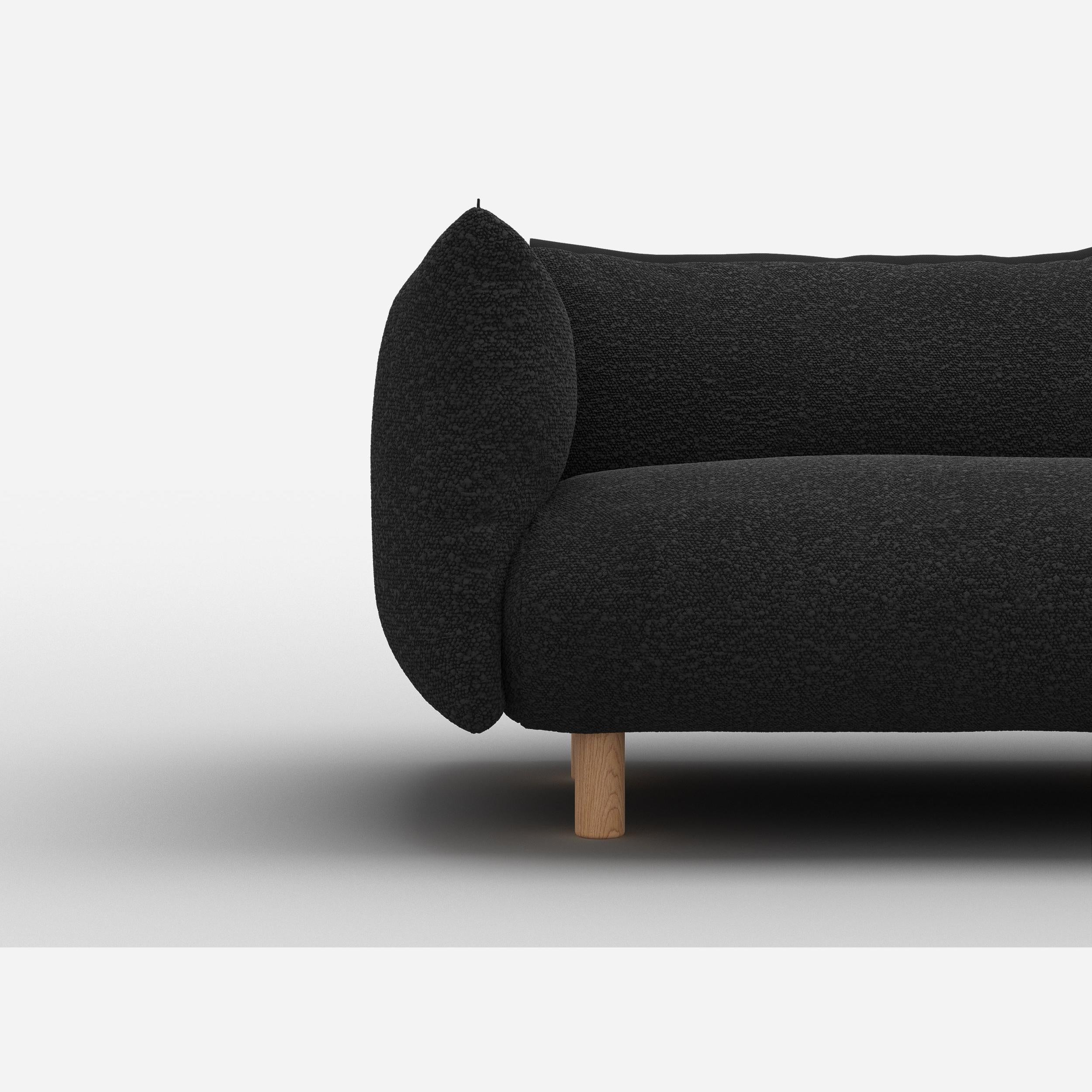 Cozmo Sofas - Pillow Large RH Facing Corner Sofa - Black Boucle - Natural Legs - Detail view