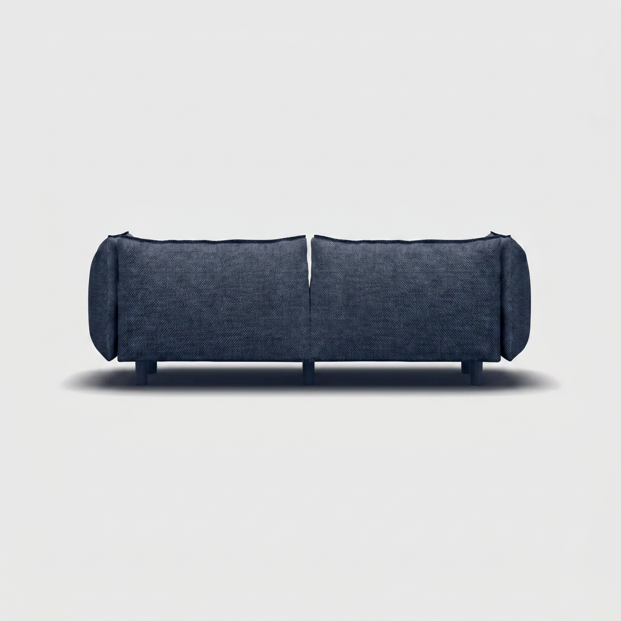 Cozmo Sofas - Pillow 3 Seater Sofa - Blue & Brown Textured Weave - Natural Legs - Side angle view