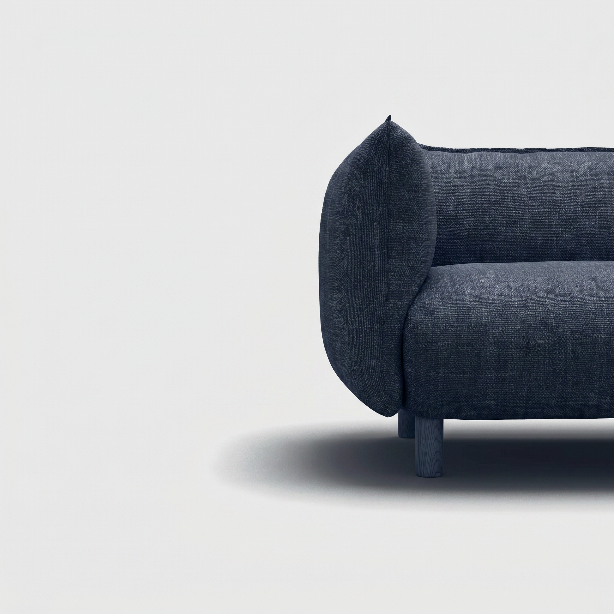 Cozmo Sofas - Pillow 3 Seater Sofa - Blue & Brown Textured Weave - Natural Legs - Detail view