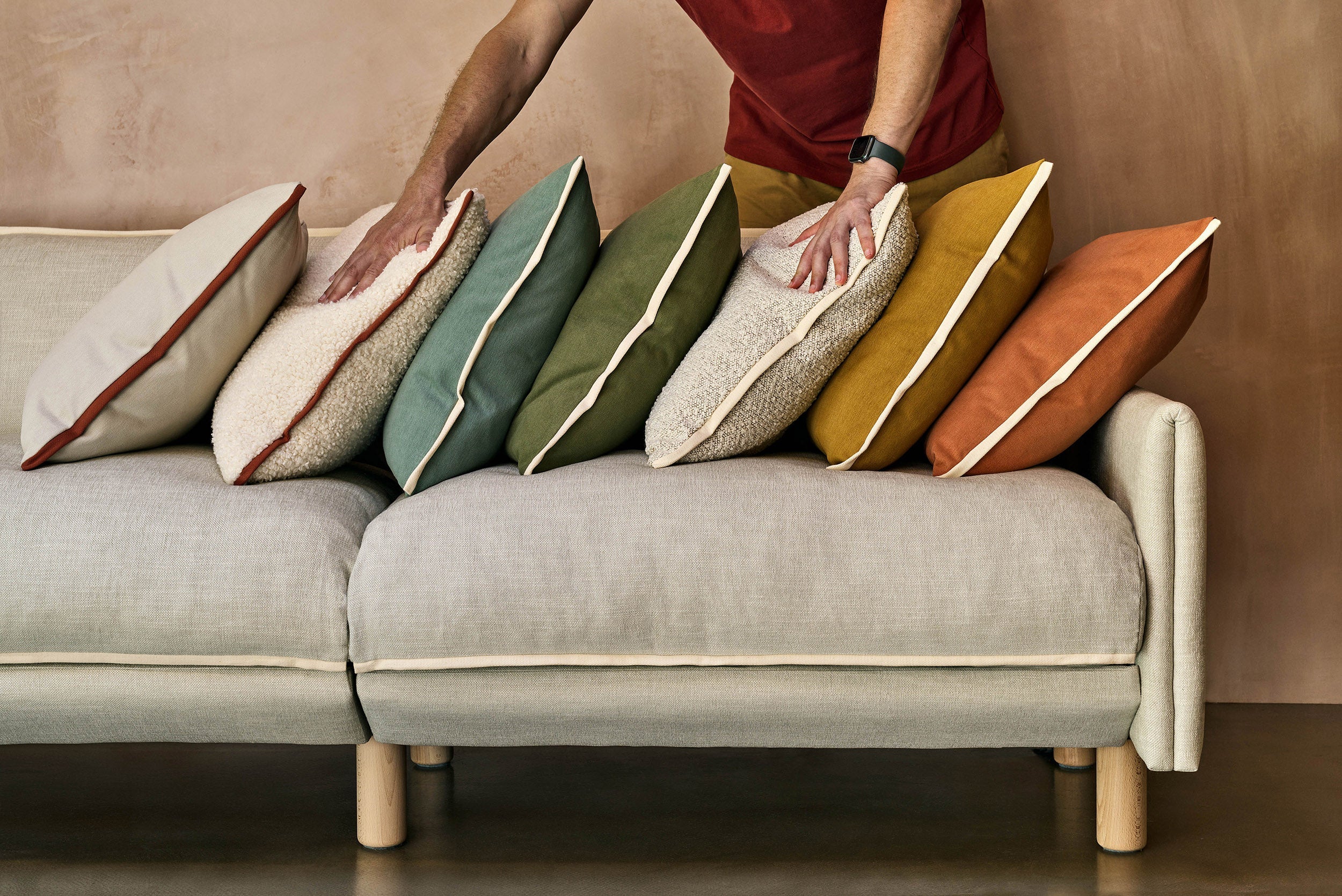 Cozmo Sofas - Scatter Cushions - Salt & Pepper Textured Weave - n/a Legs - Side angle view