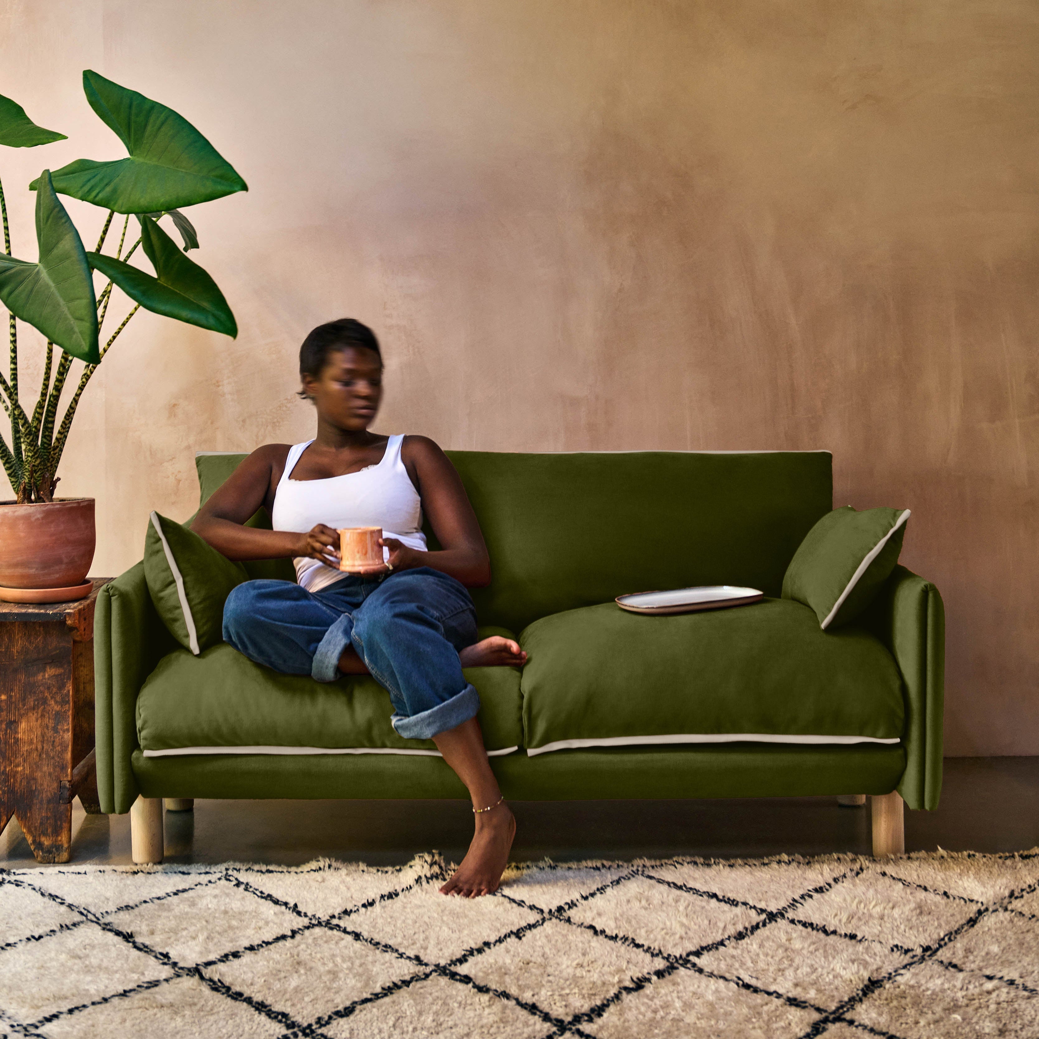 Cozy 2 Seater Sofa | Dark Green Velvet