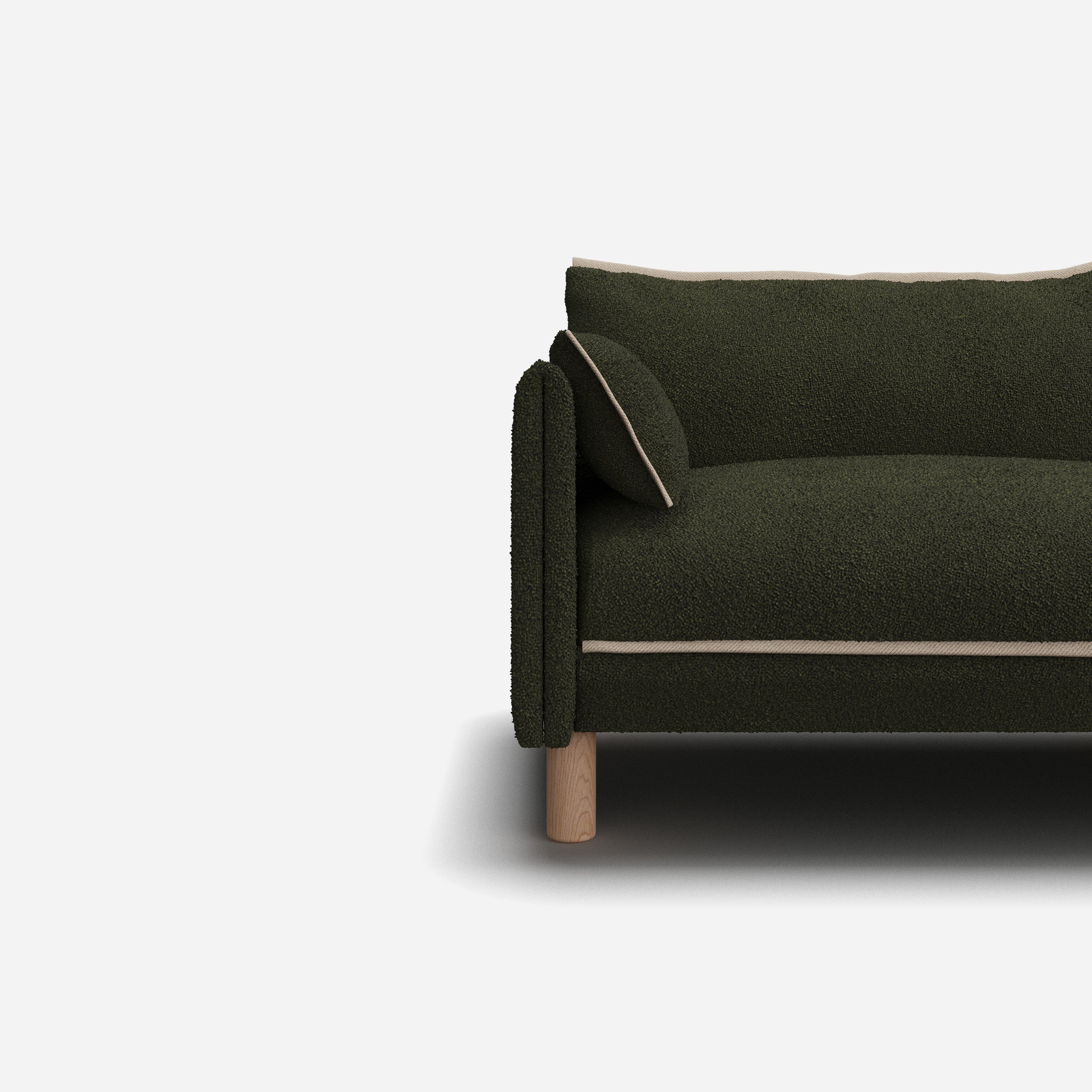 Cozmo Sofas - Side Cushions - Green Boucle II - n/a Legs - Front view