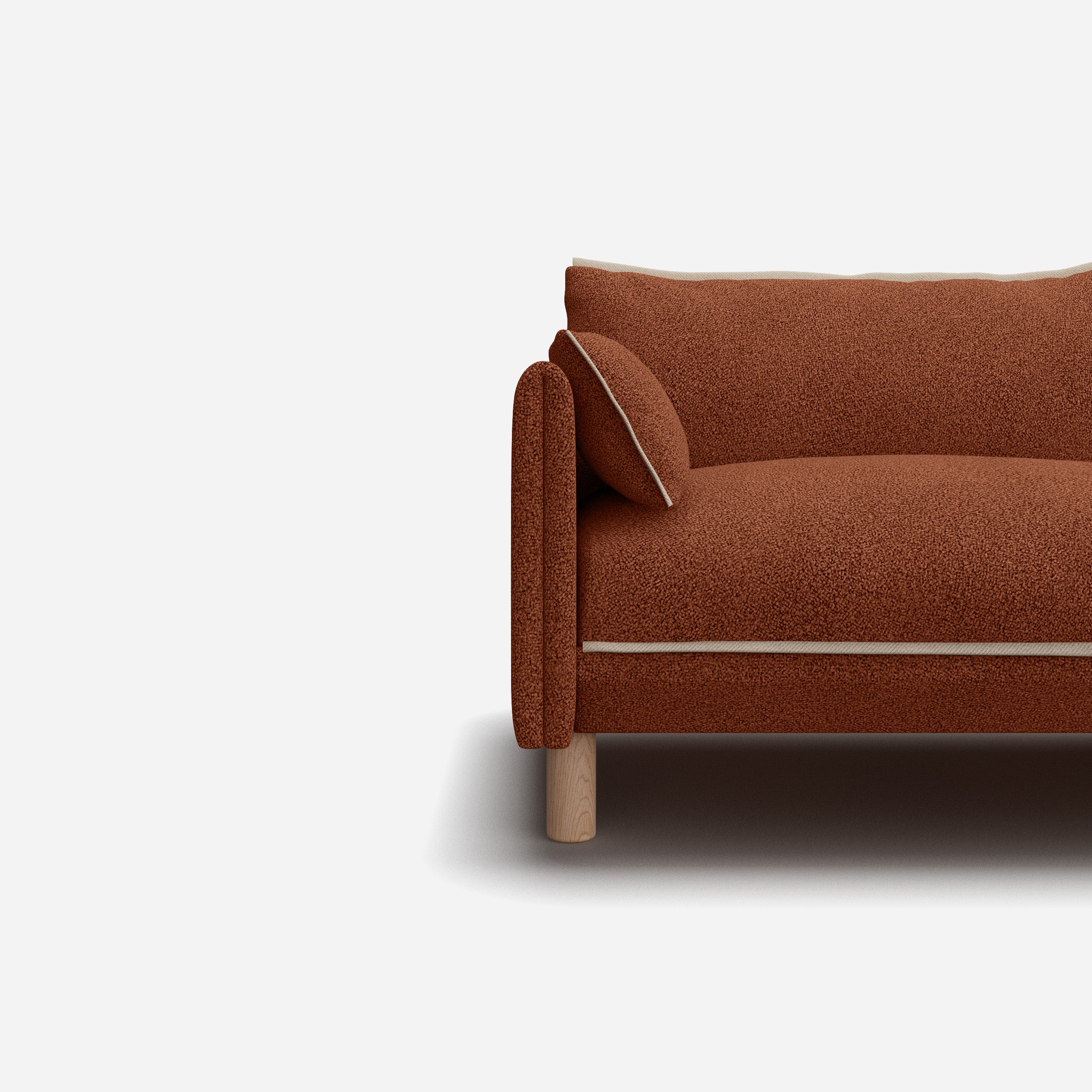 Cozmo Sofas - Side Cushions - Brick Boucle II - n/a Legs - Front view