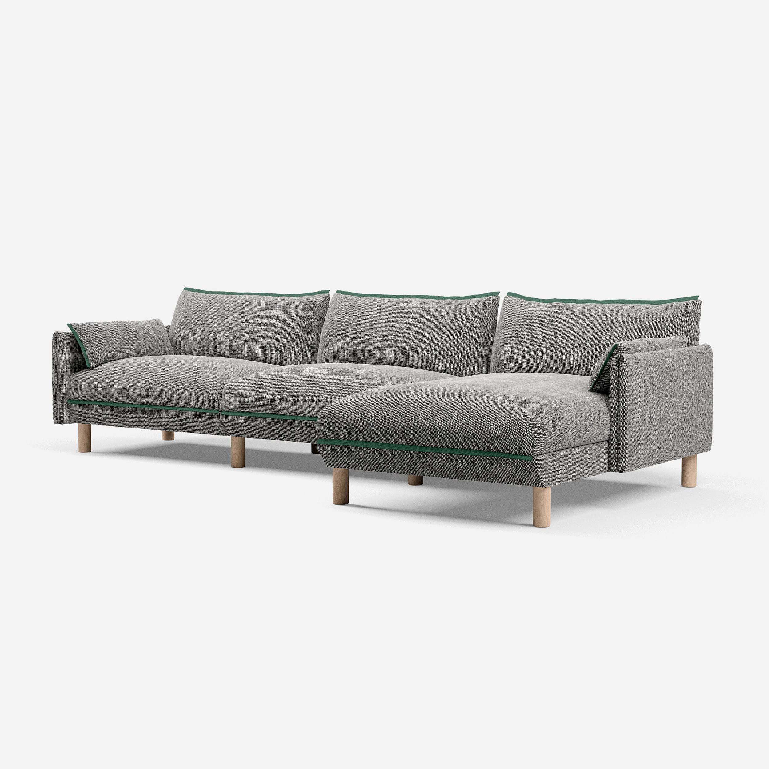 @ Salt & Pepper Textured Weave | Green Trim