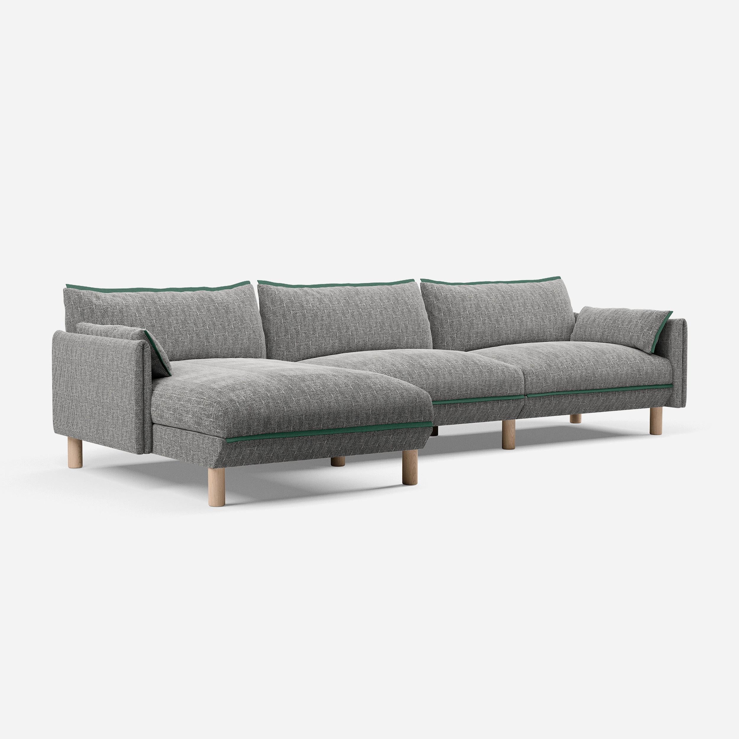 @ Salt & Pepper Textured Weave | Green Trim