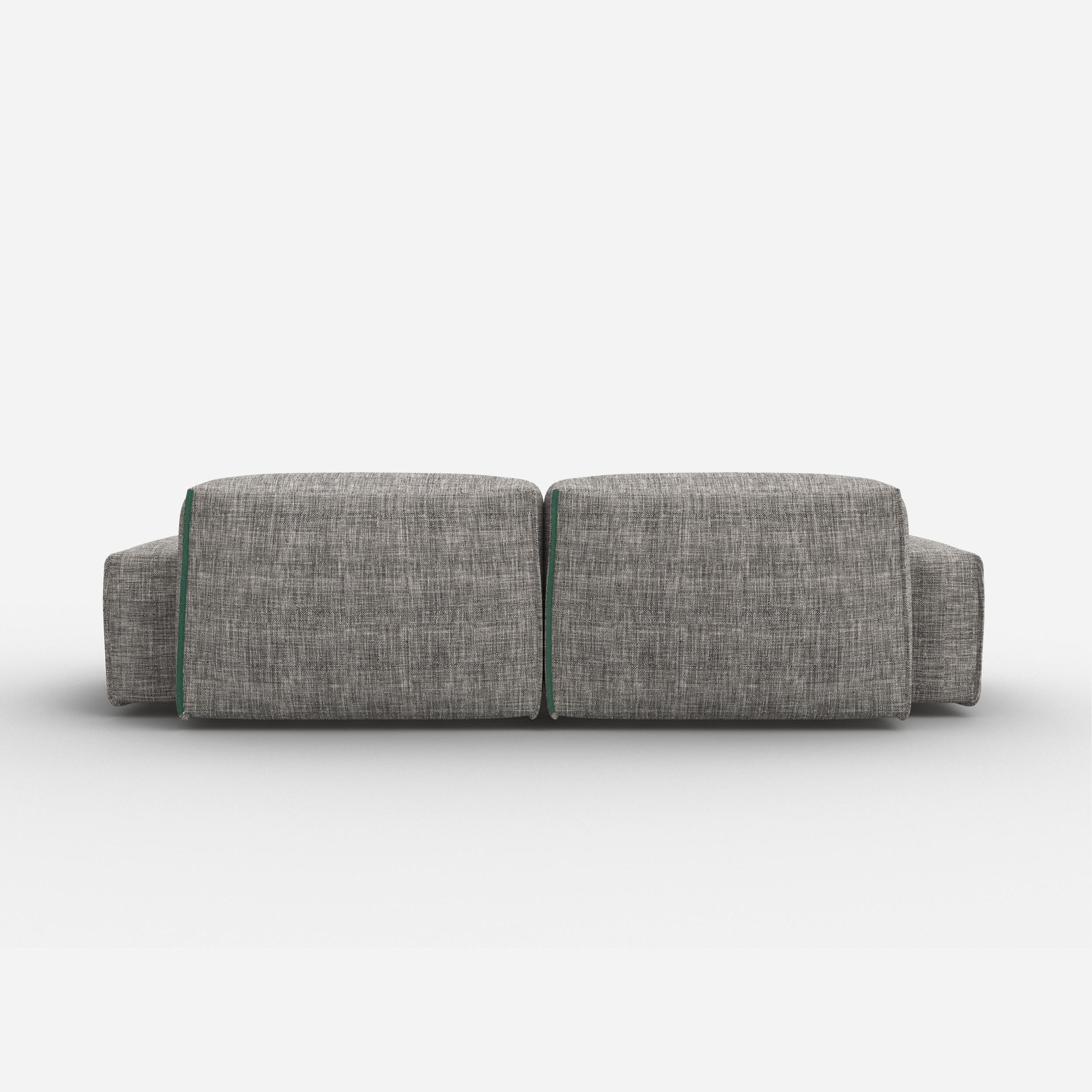 Cozmo Sofas - Float 3 Seater Sofa - Salt & Pepper Textured Weave - Black Legs - Lifestyle view