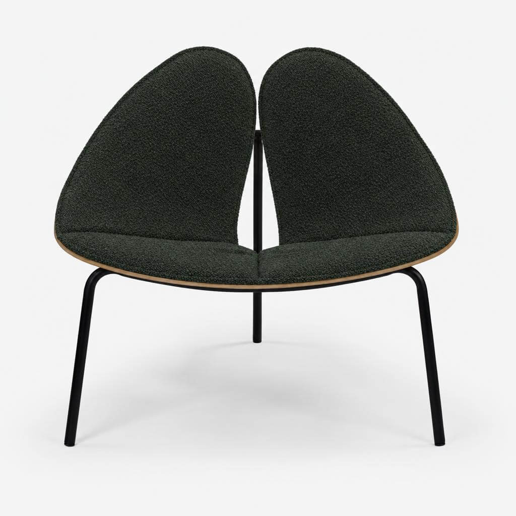 Cozmo Sofas - Gingko Oak Chair - Green Boucle II - Front view
