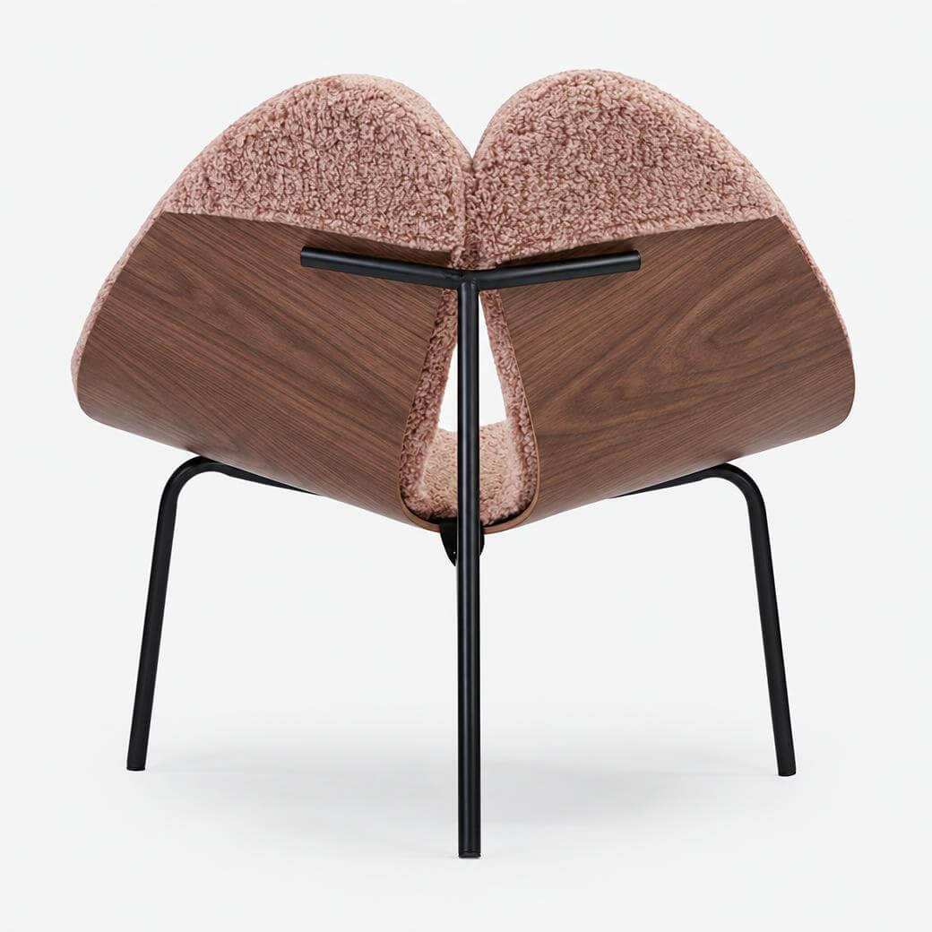Cozmo Sofas - Gingko Walnut Chair - Shaggy Pink - Side angle view