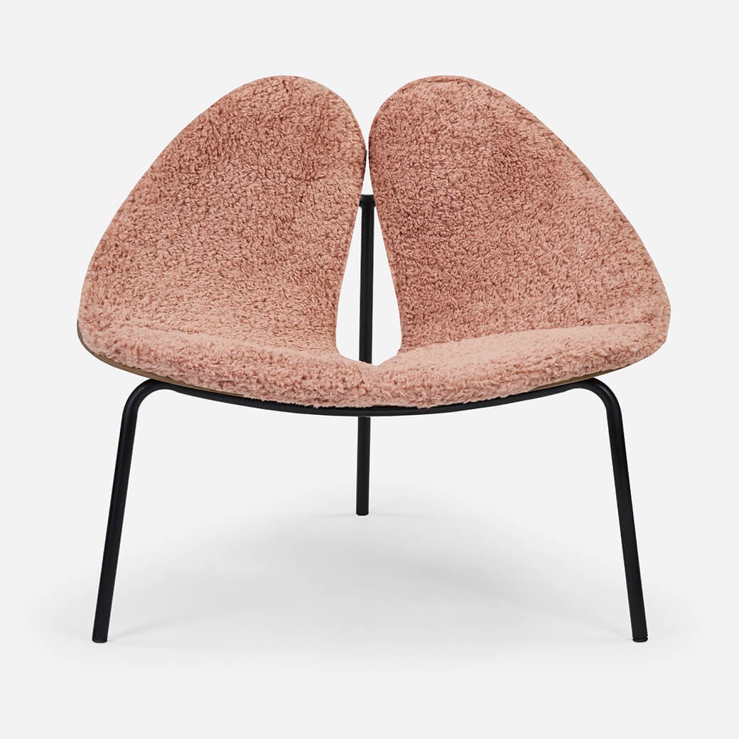 Cozmo Sofas - Gingko Walnut Chair - Shaggy Pink - Front view