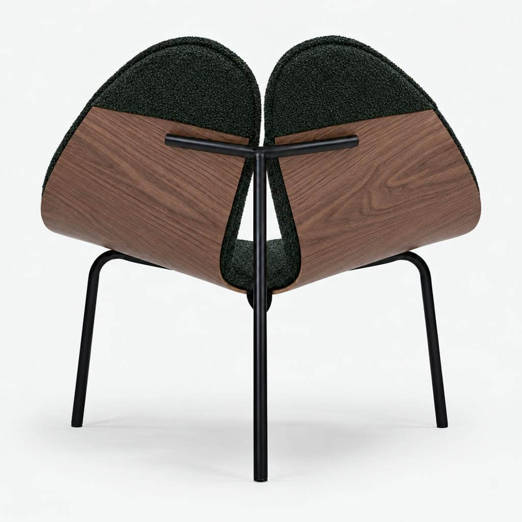Cozmo Sofas - Gingko Walnut Chair - Green Boucle II - Side angle view