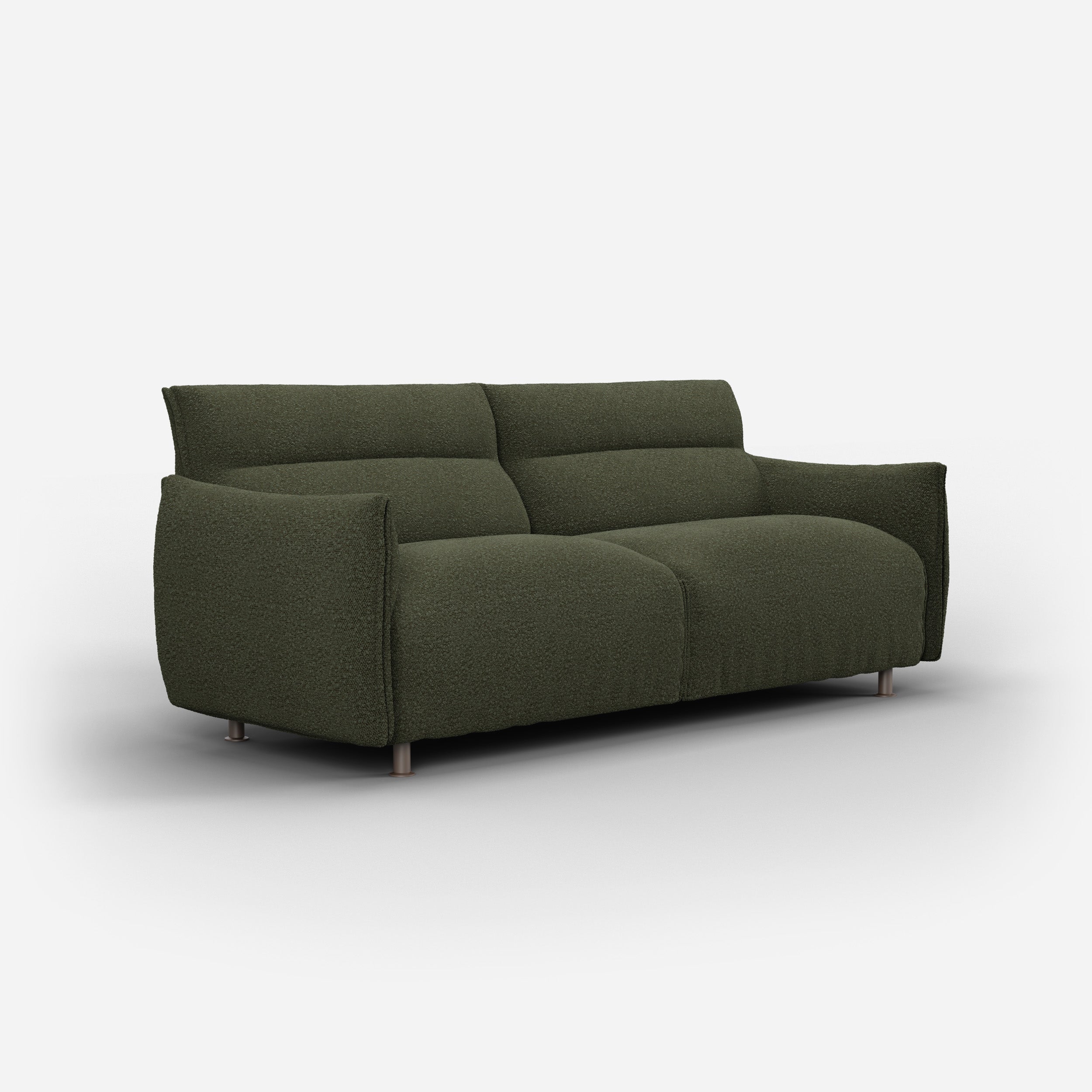 Cozmo Sofas - Hug 3 Seater Sofa (regular) - Green Boucle II - Black Coffee Legs - Side angle view
