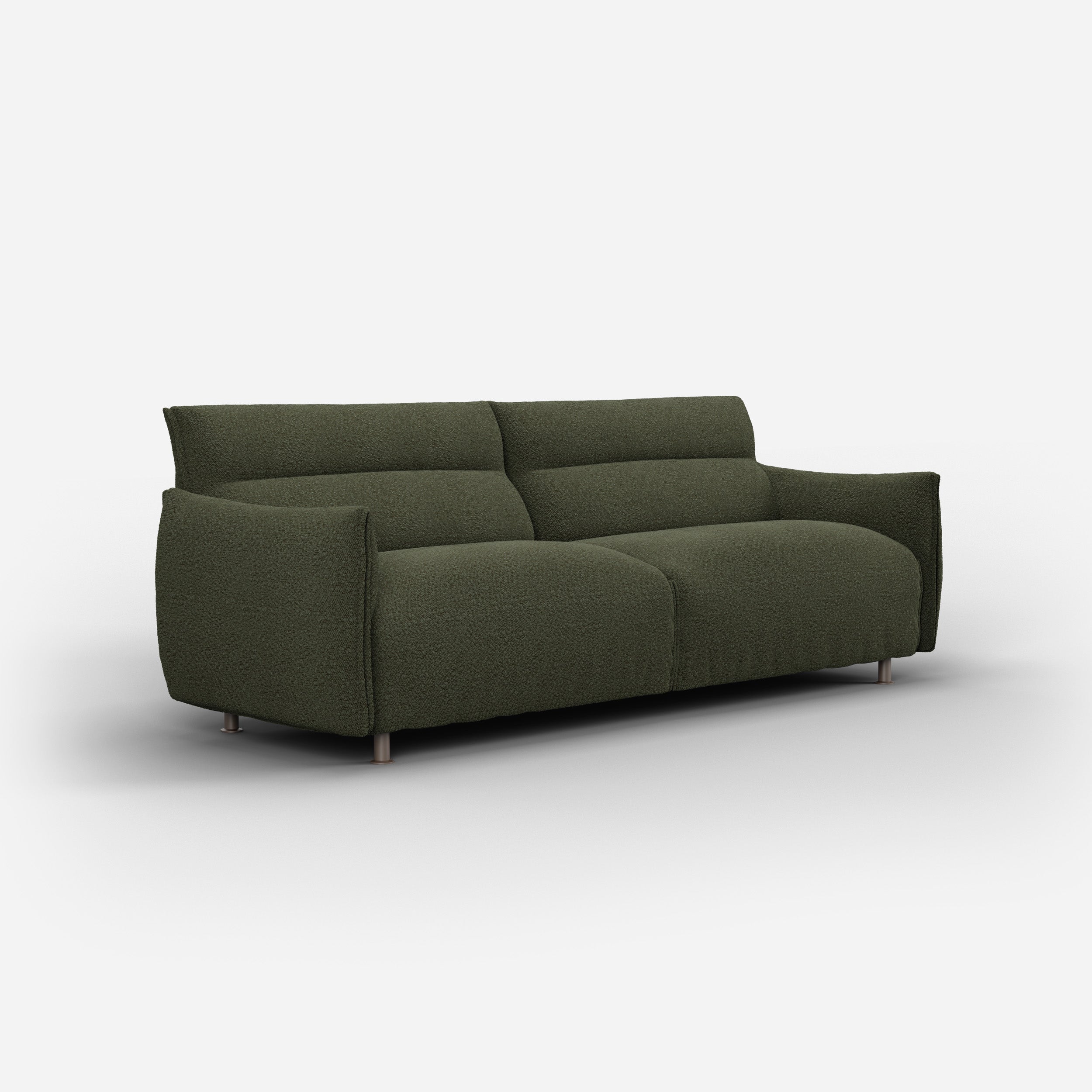 Cozmo Sofas - Hug 3 Seater Sofa (wide) - Green Boucle II - Black Coffee Legs - Side angle view