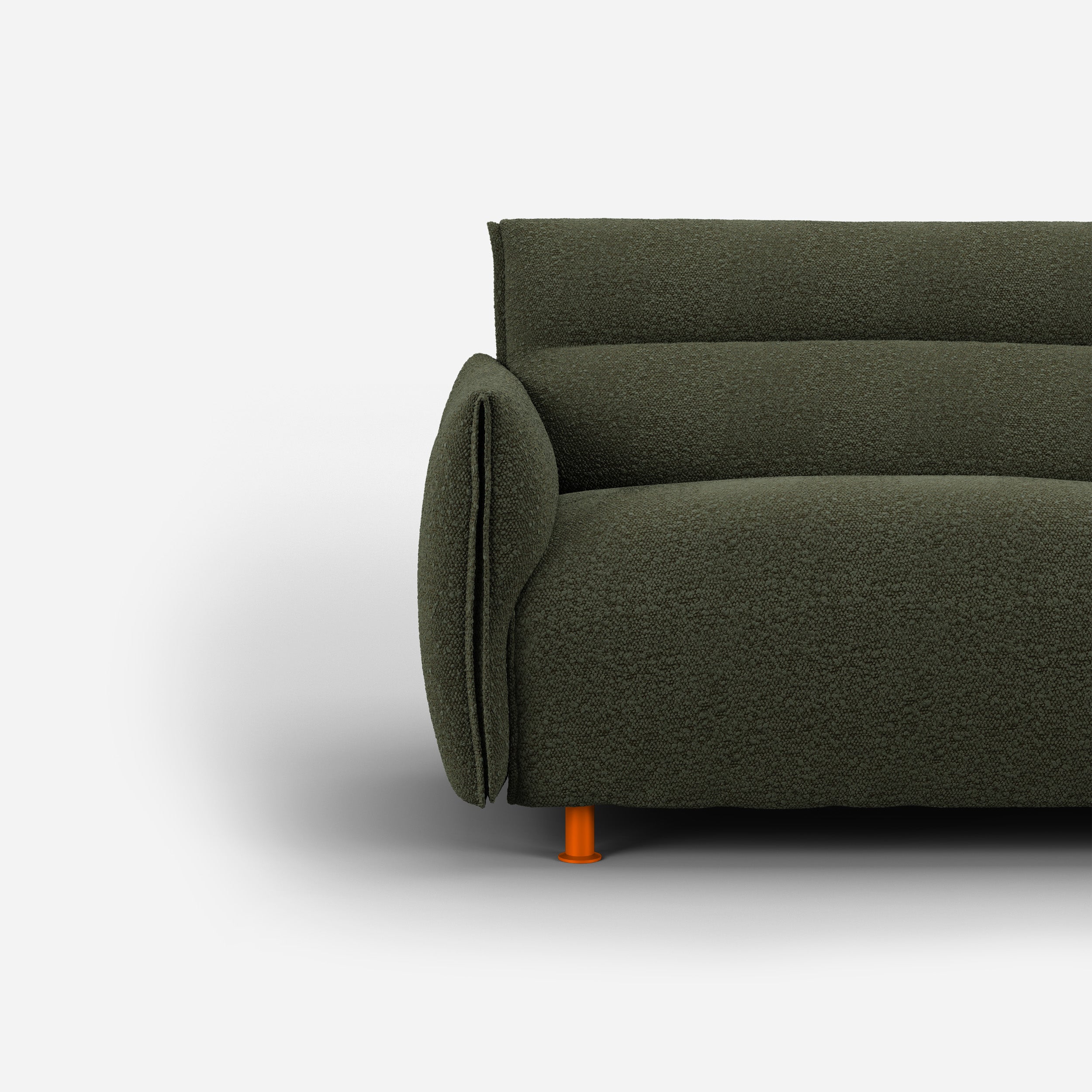 Cozmo Sofas - Hug Armchair (regular) - Green Boucle II - Brick Legs - Detail view