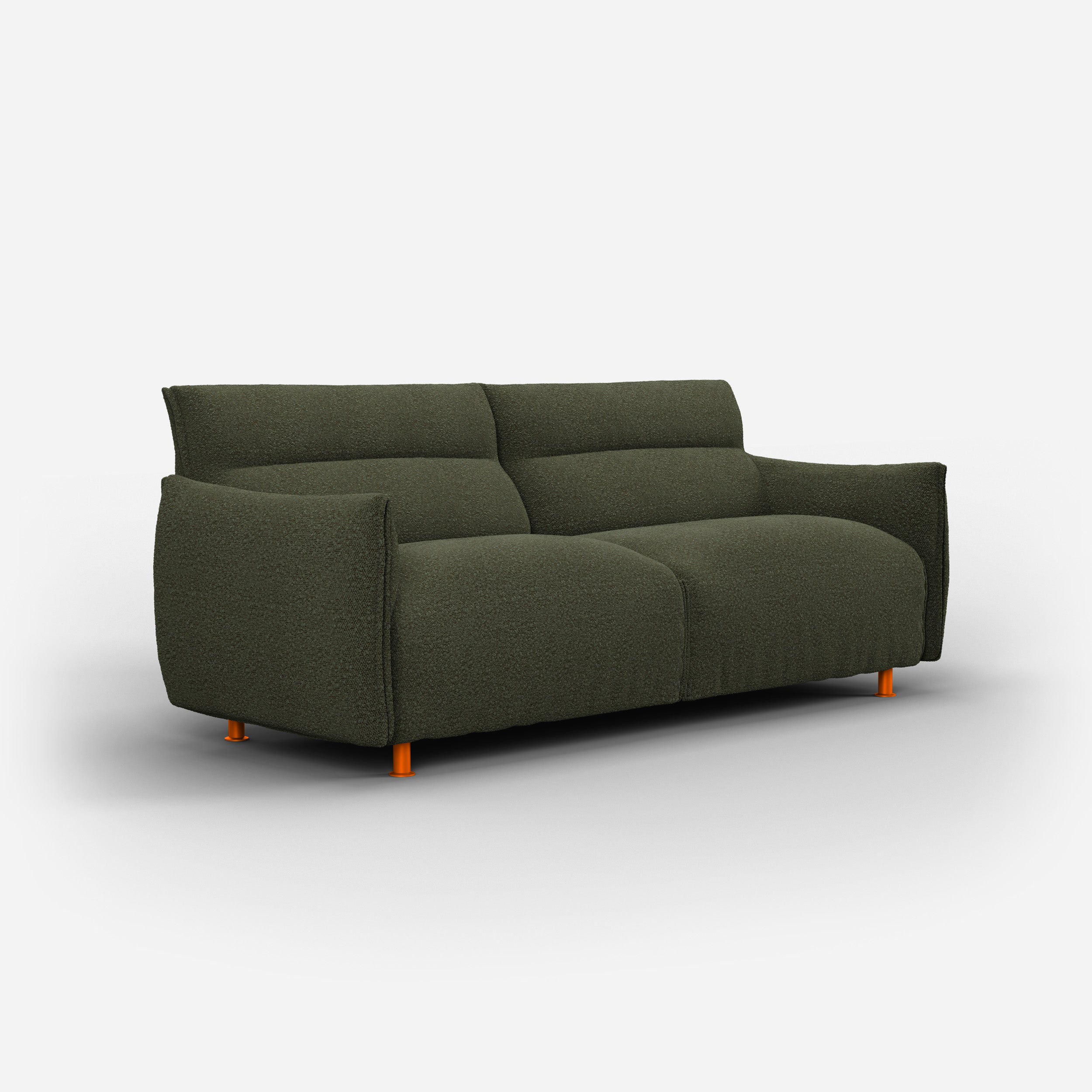 Cozmo Sofas - Hug 3 Seater Sofa (regular) - Green Boucle II - Brick Legs - Side angle view