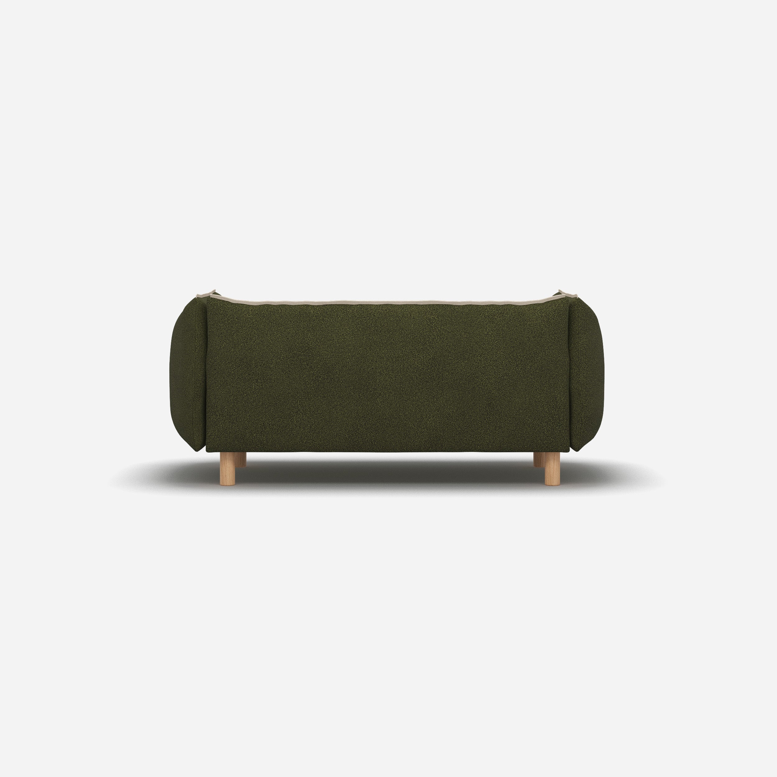 Cozmo Sofas - Pillow 2 Seater Sofa - Green Boucle II - Natural Legs - Rear angle view