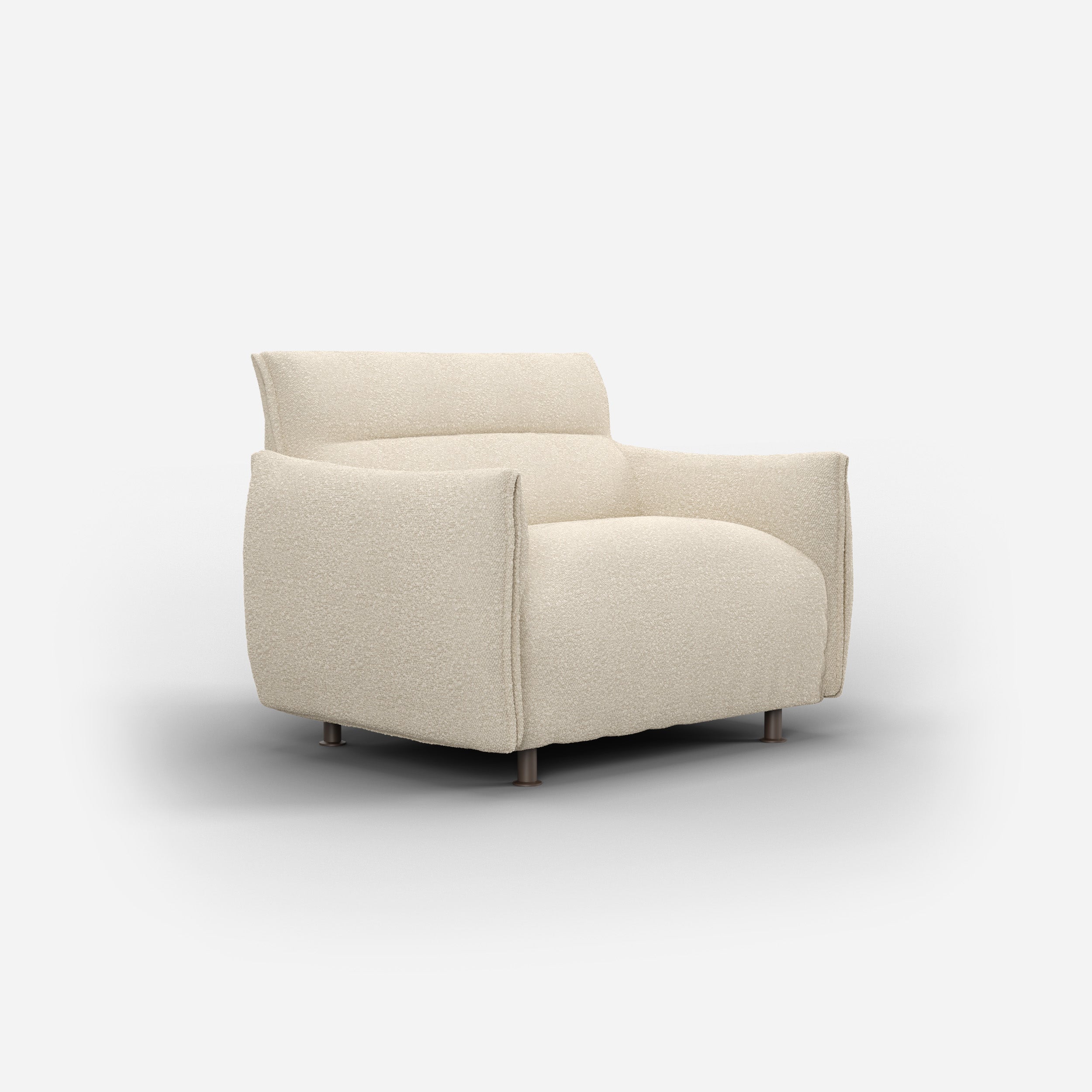 Cozmo Sofas - Hug Armchair (regular) - Ecru Boucle - Black Coffee Legs - Side angle view