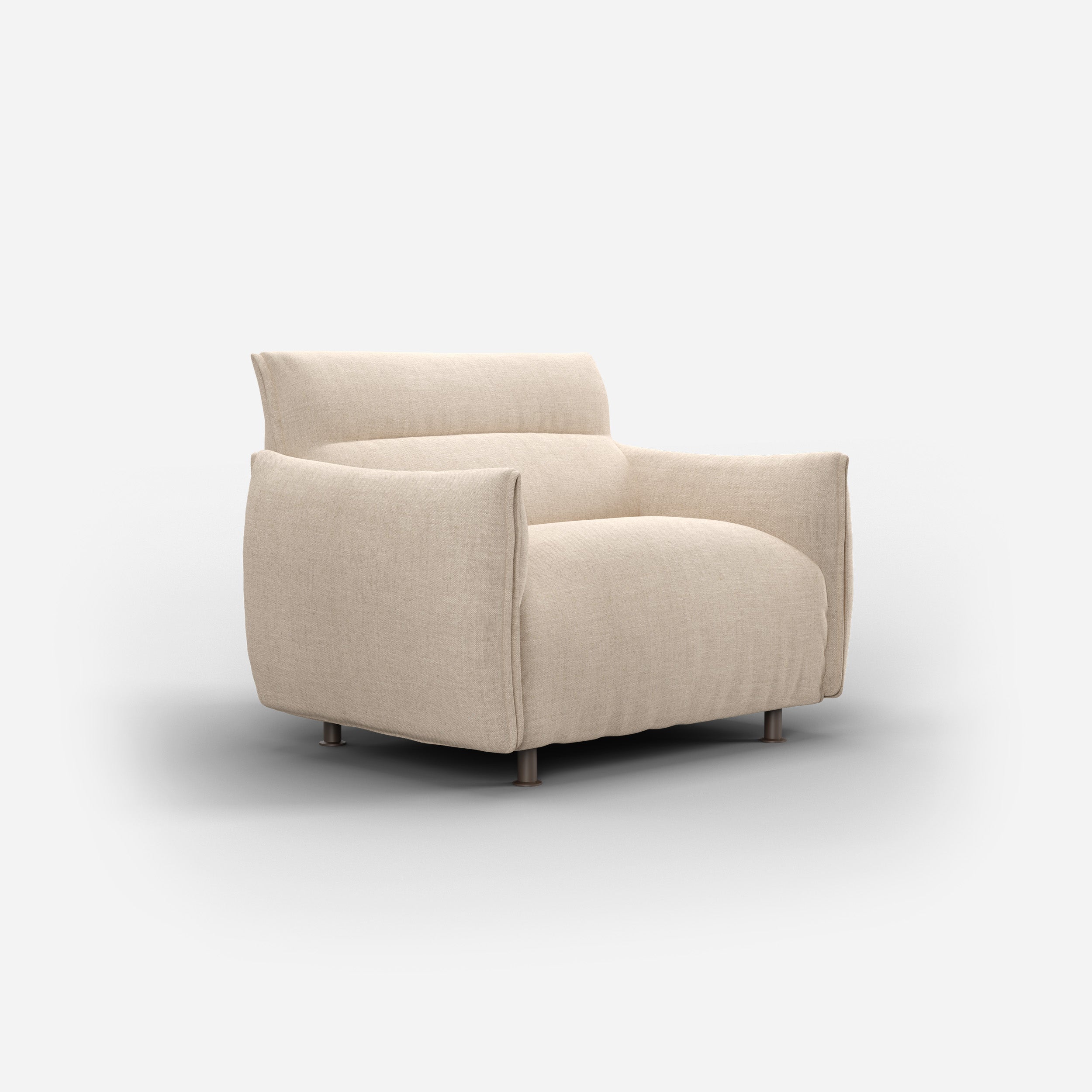 Cozmo Sofas - Hug Armchair (regular) - Cream Textured Weave - Black Coffee Legs - Side angle view