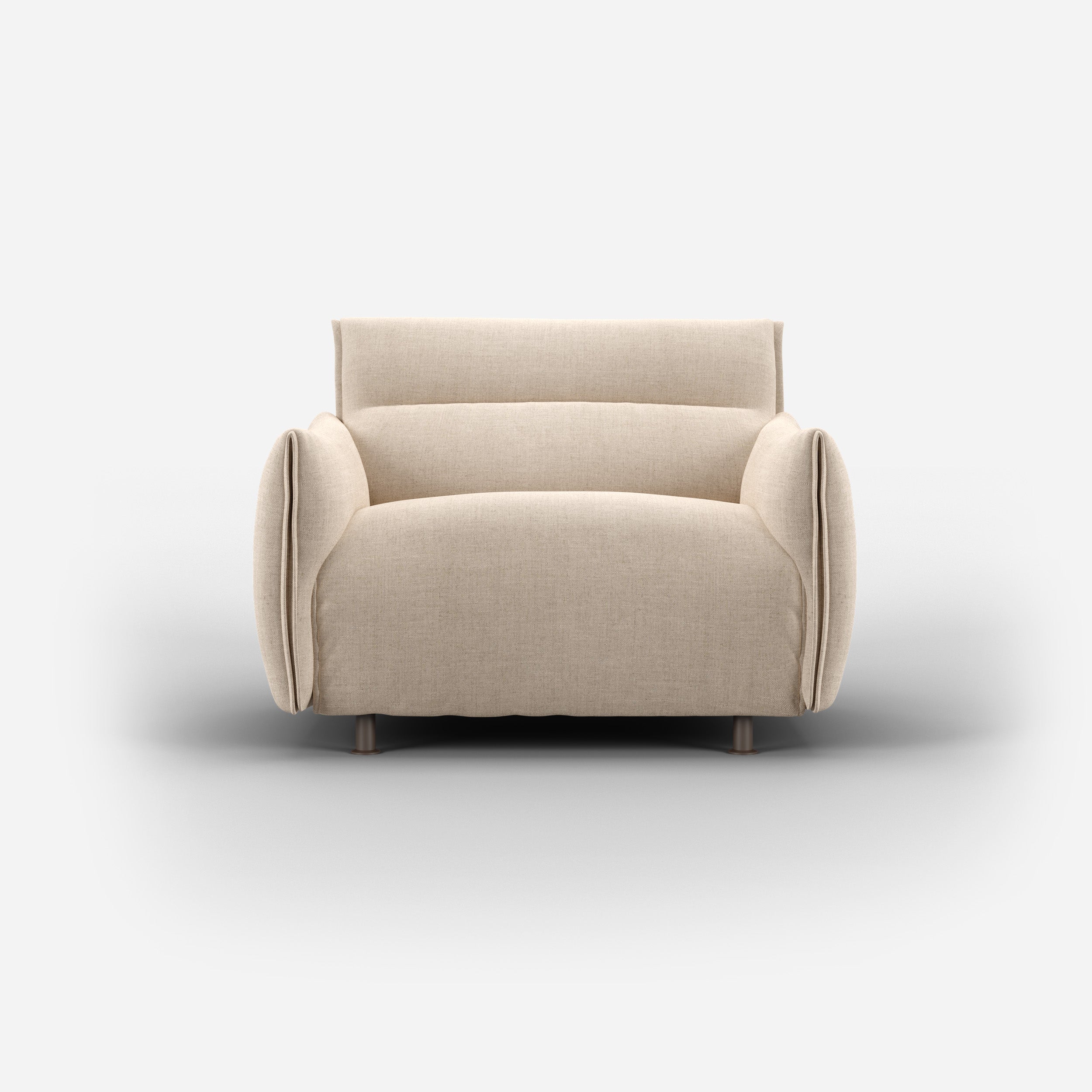 Cozmo Sofas - Hug Armchair (regular) - Cream Textured Weave - Black Coffee Legs - Front view