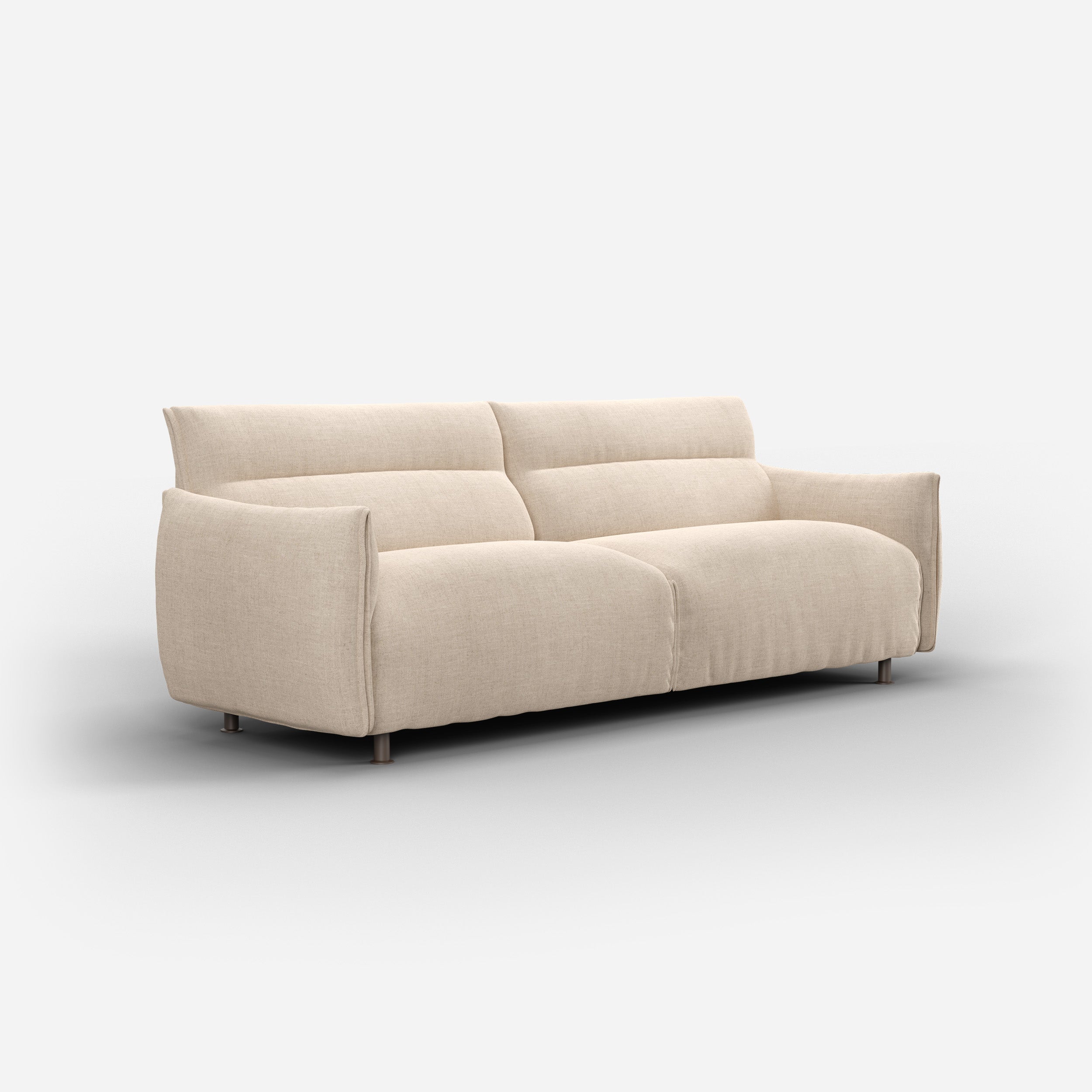 Cozmo Sofas - Hug 3 Seater Sofa (wide) - Cream Textured Weave - Black Coffee Legs - Side angle view