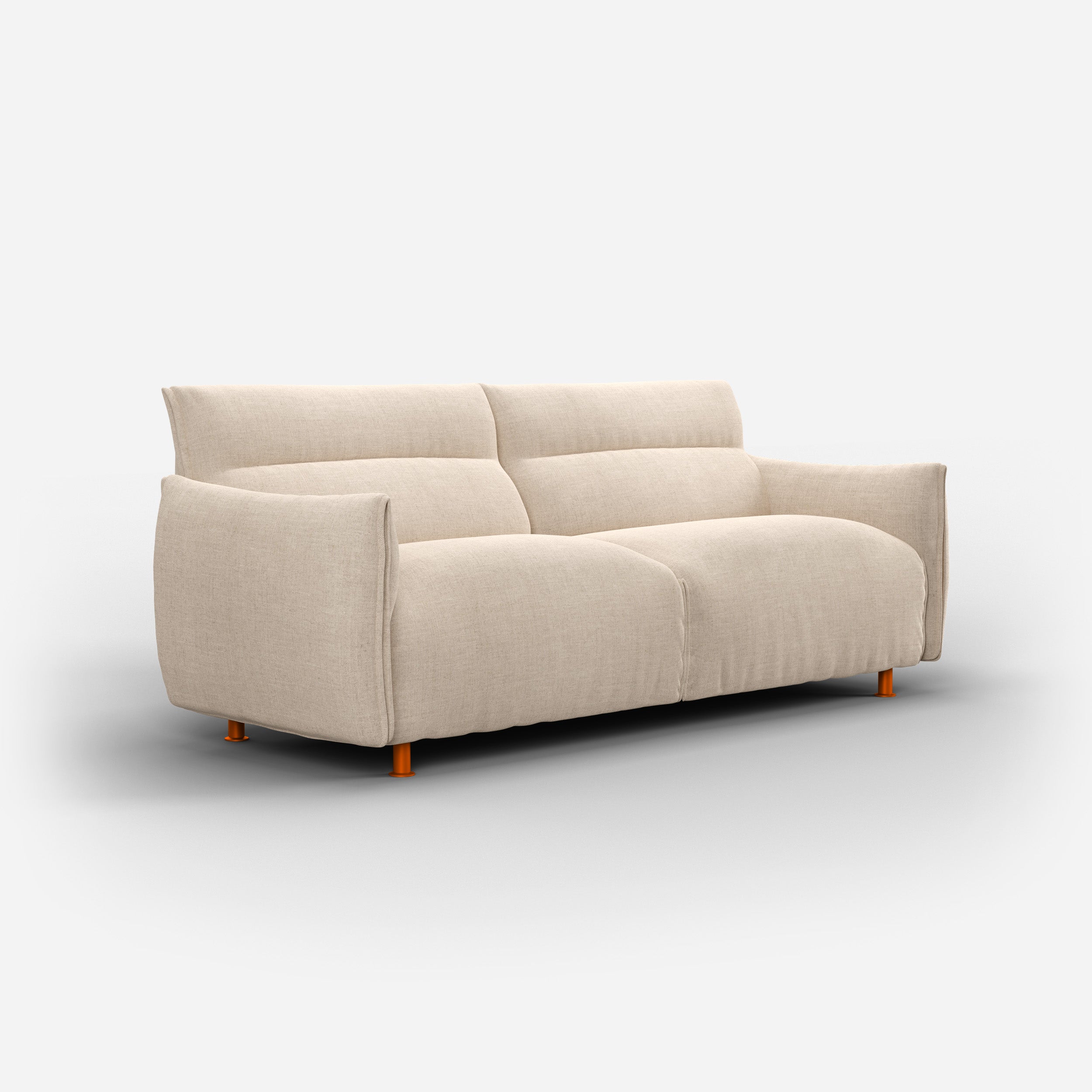 Cozmo Sofas - Hug 3 Seater Sofa (regular) - Cream Textured Weave - Brick Legs - Side angle view