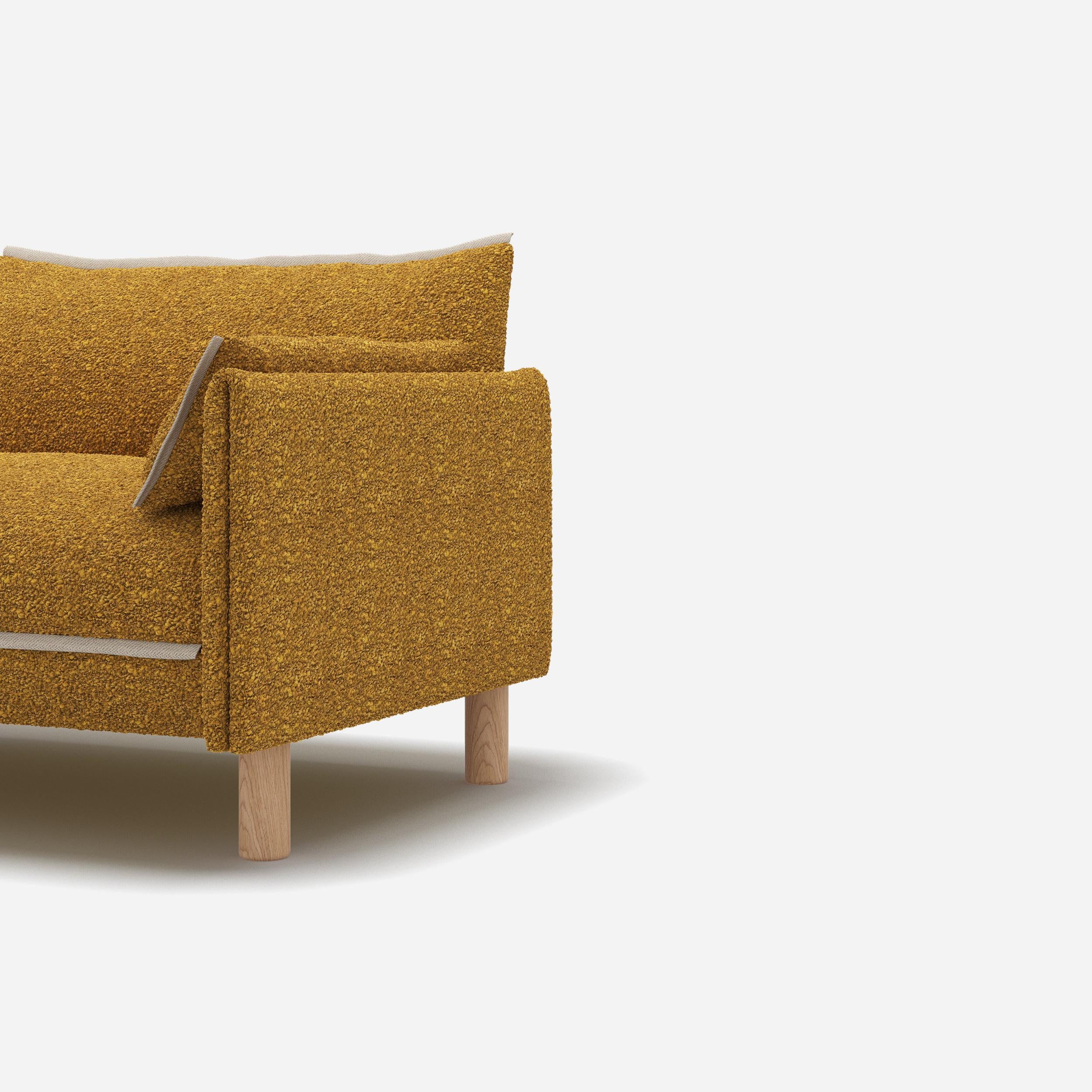 Cozy 3 Seater RH Chaise Sofa | Mustard Boucle