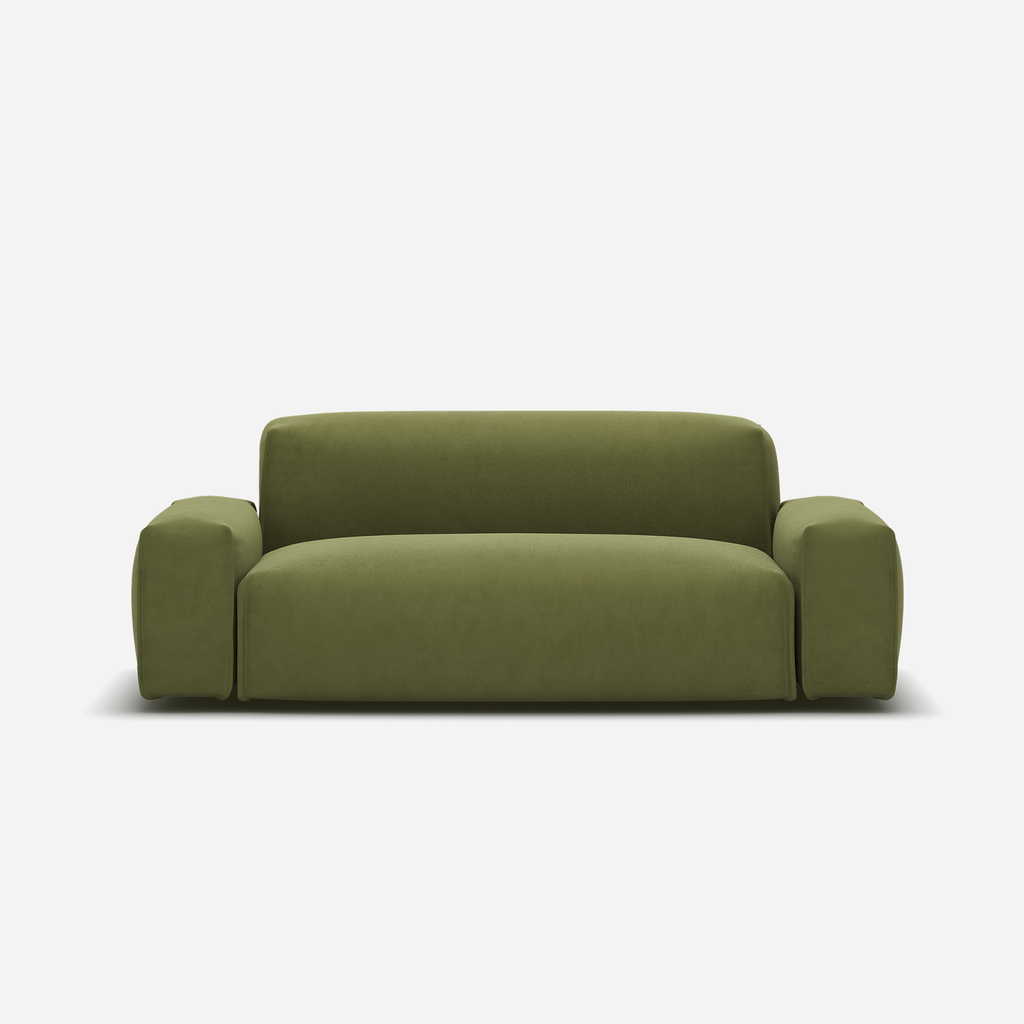 Float 2 Seater Sofa Dark Green Velvet Natural Trim
