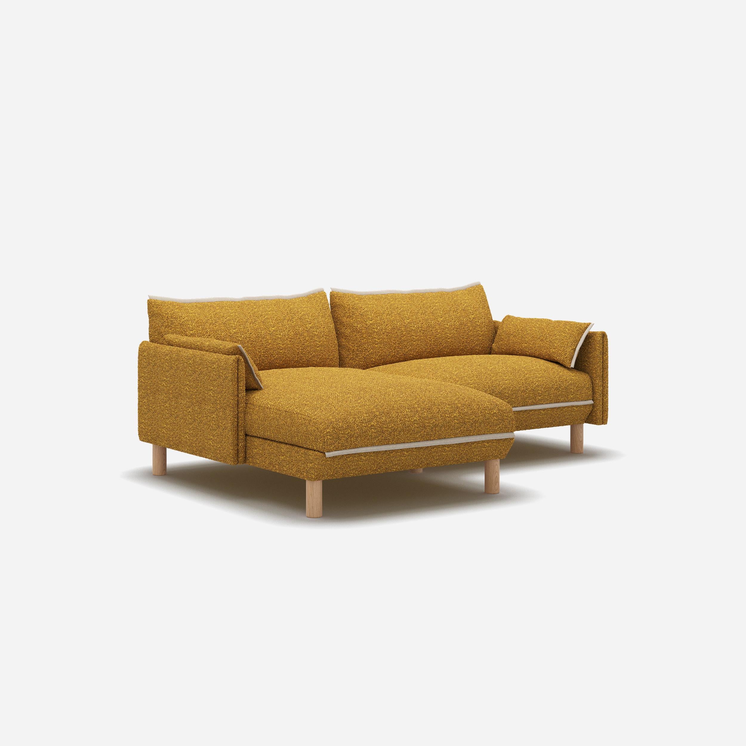 Cozy 3 Seater LH Chaise Sofa | Mustard Boucle