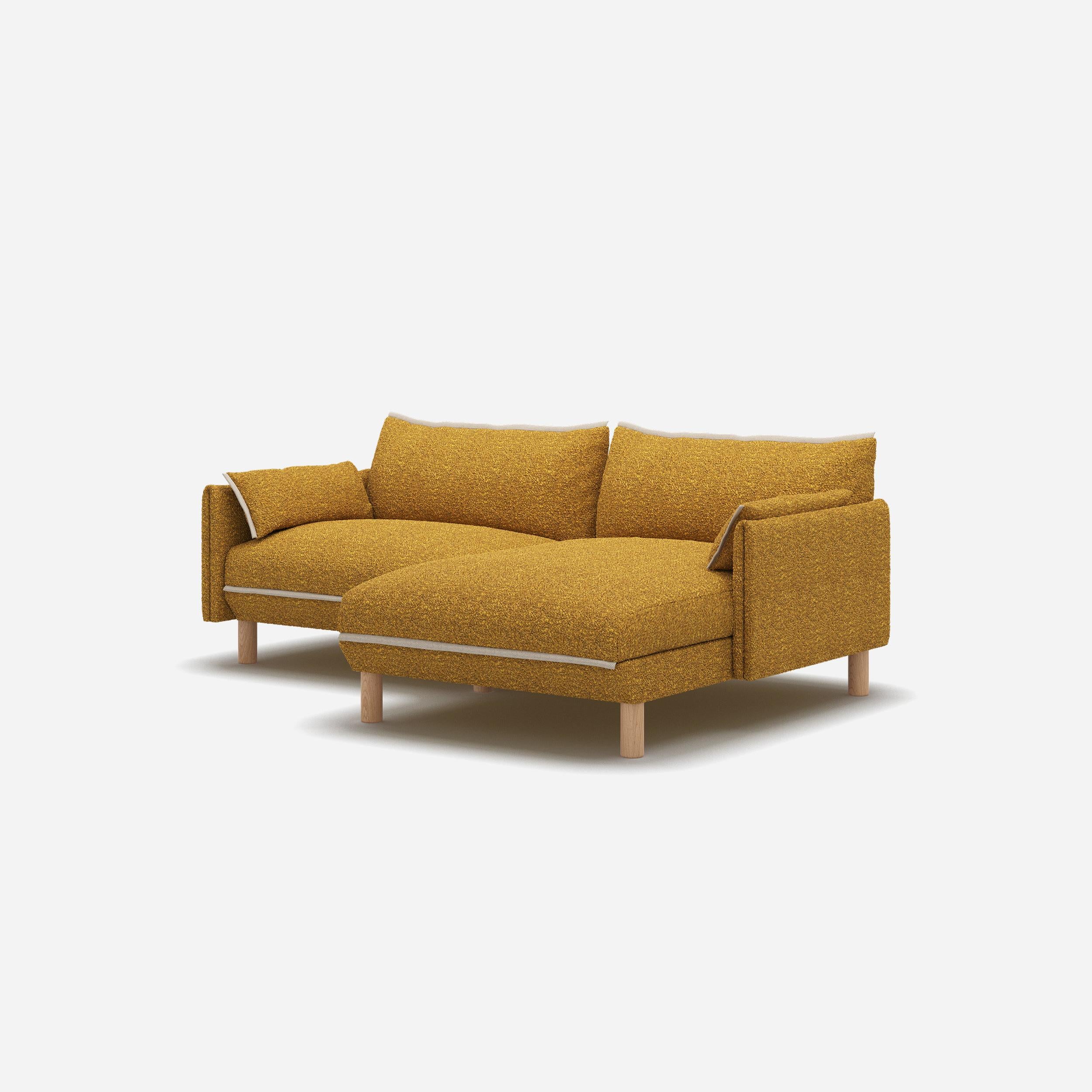 Cozy 3 Seater RH Chaise Sofa | Mustard Boucle