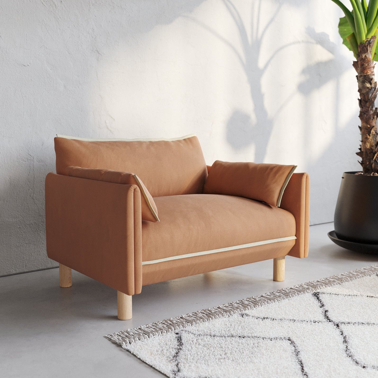 Cozy 1.5 Seater Chaise Sofa | Henna Cotton