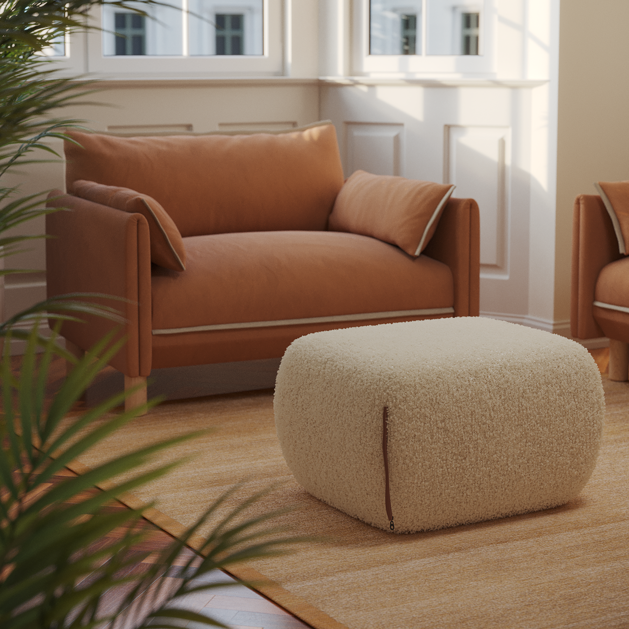 Cozy 1.5 Seater Sofa | Henna Cotton