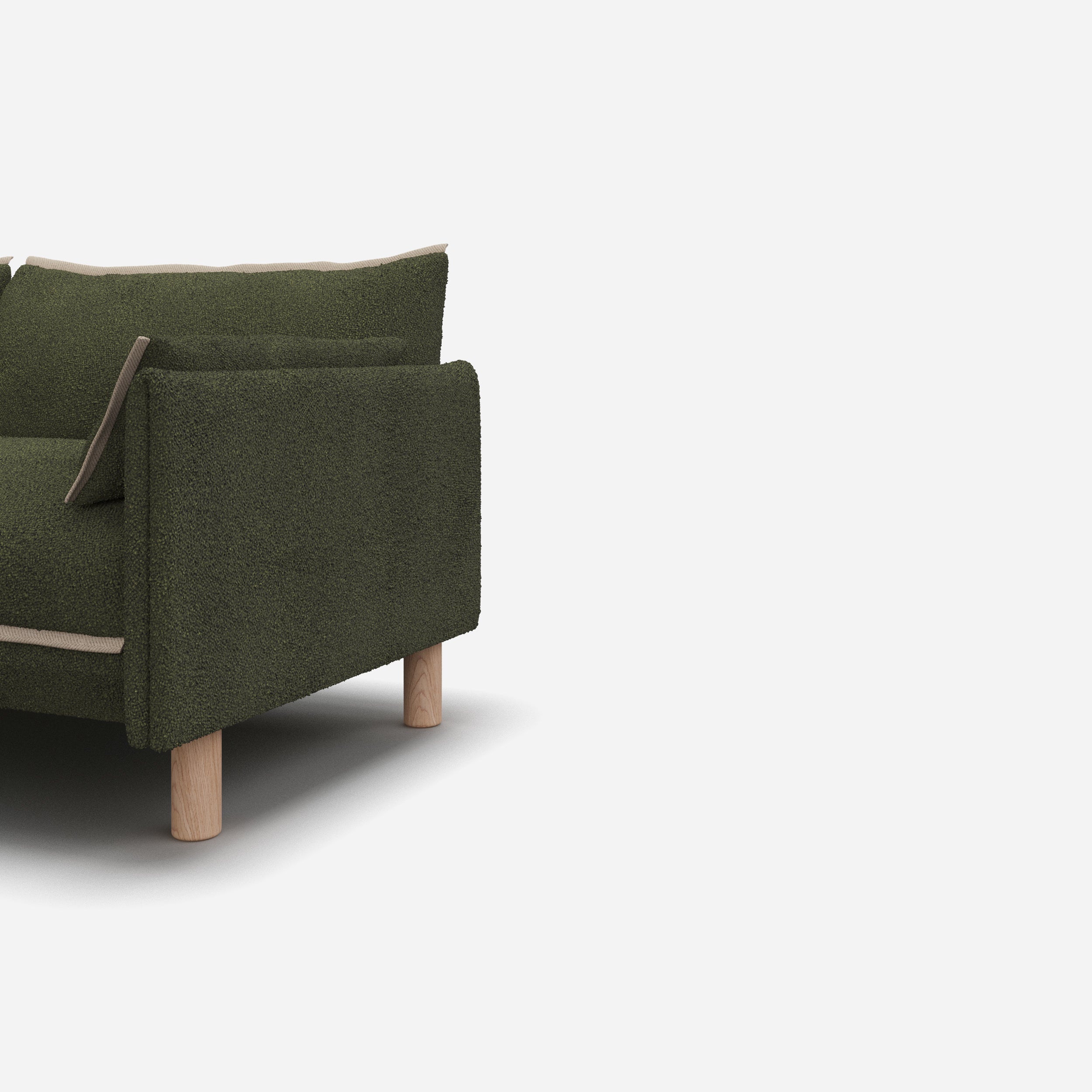 Cozy 4 Seater RH Chaise Sofa | Green Boucle II