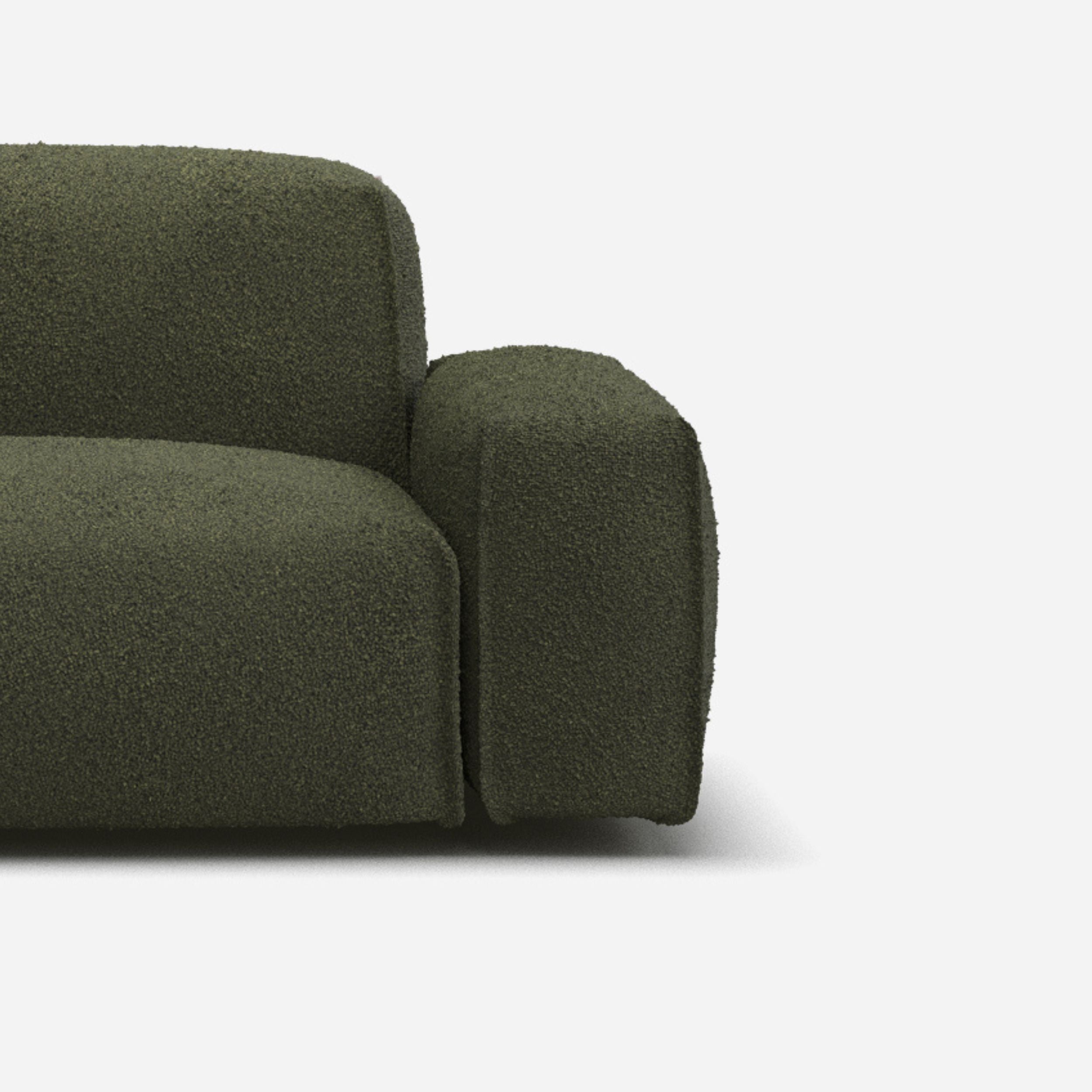 Float 4 Seater RH Chaise Sofa | Green Boucle II