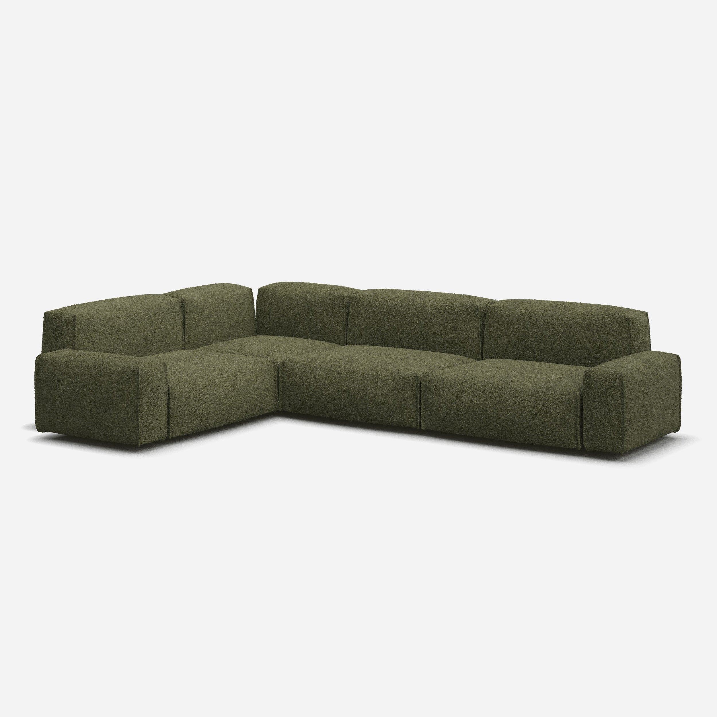 Float Large LH Facing Corner Sofa | Green Boucle II