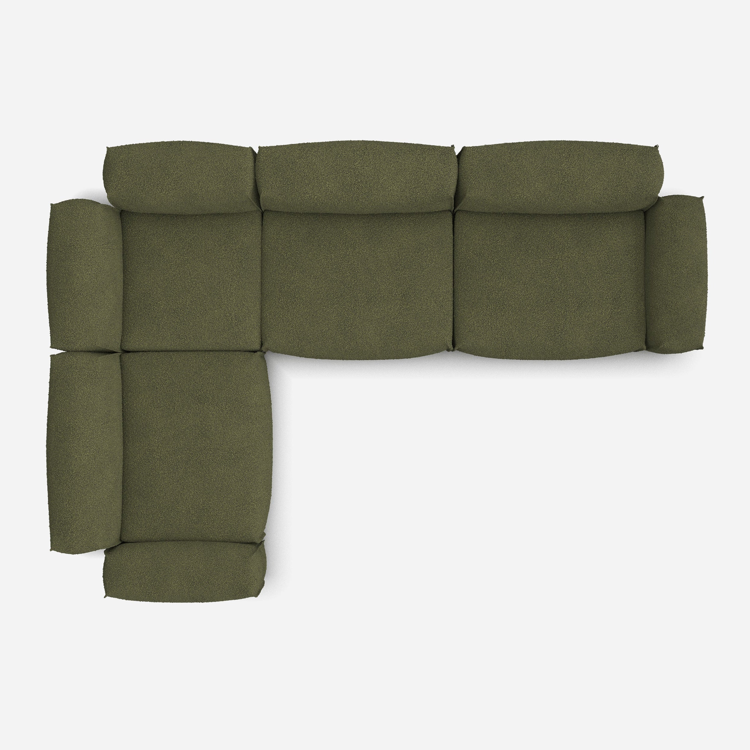 Float Large LH Facing Corner Sofa | Green Boucle II