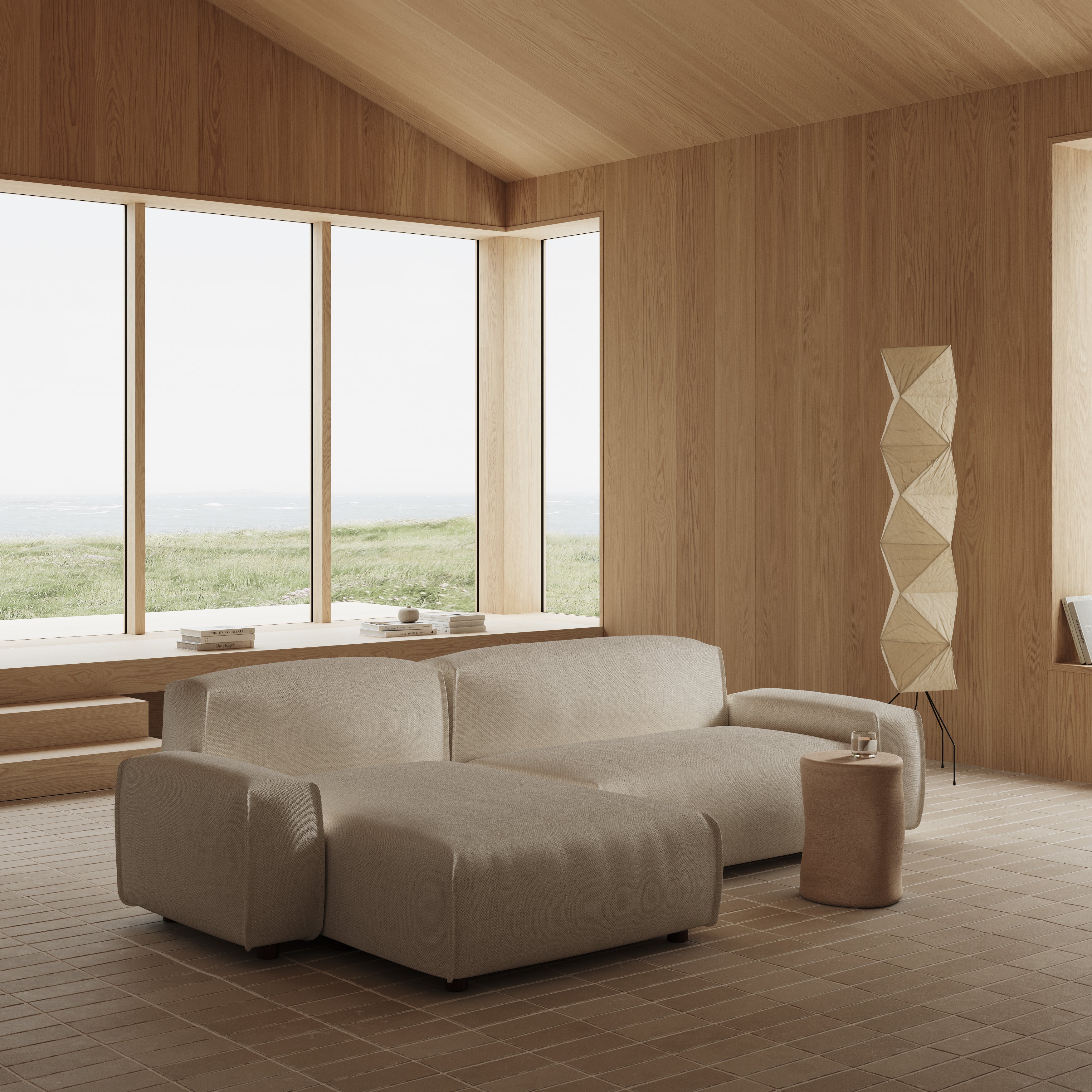 Float 4 Seater LH Chaise Sofa | Cream Textured Weave