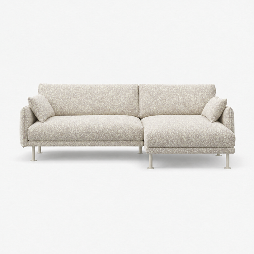 Rest 3 Seater Chaise Sofa - Ecru Boucle, Off White Legs, Right Hand - front