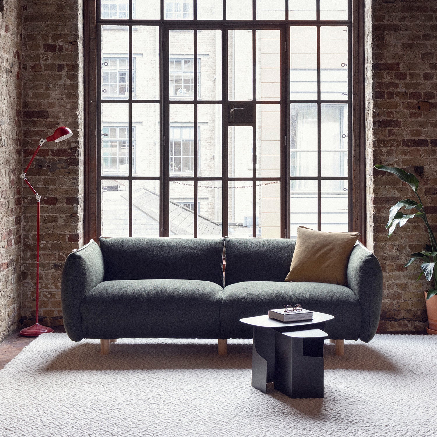 Pillow 3 Seater Sofa | Green Boucle II