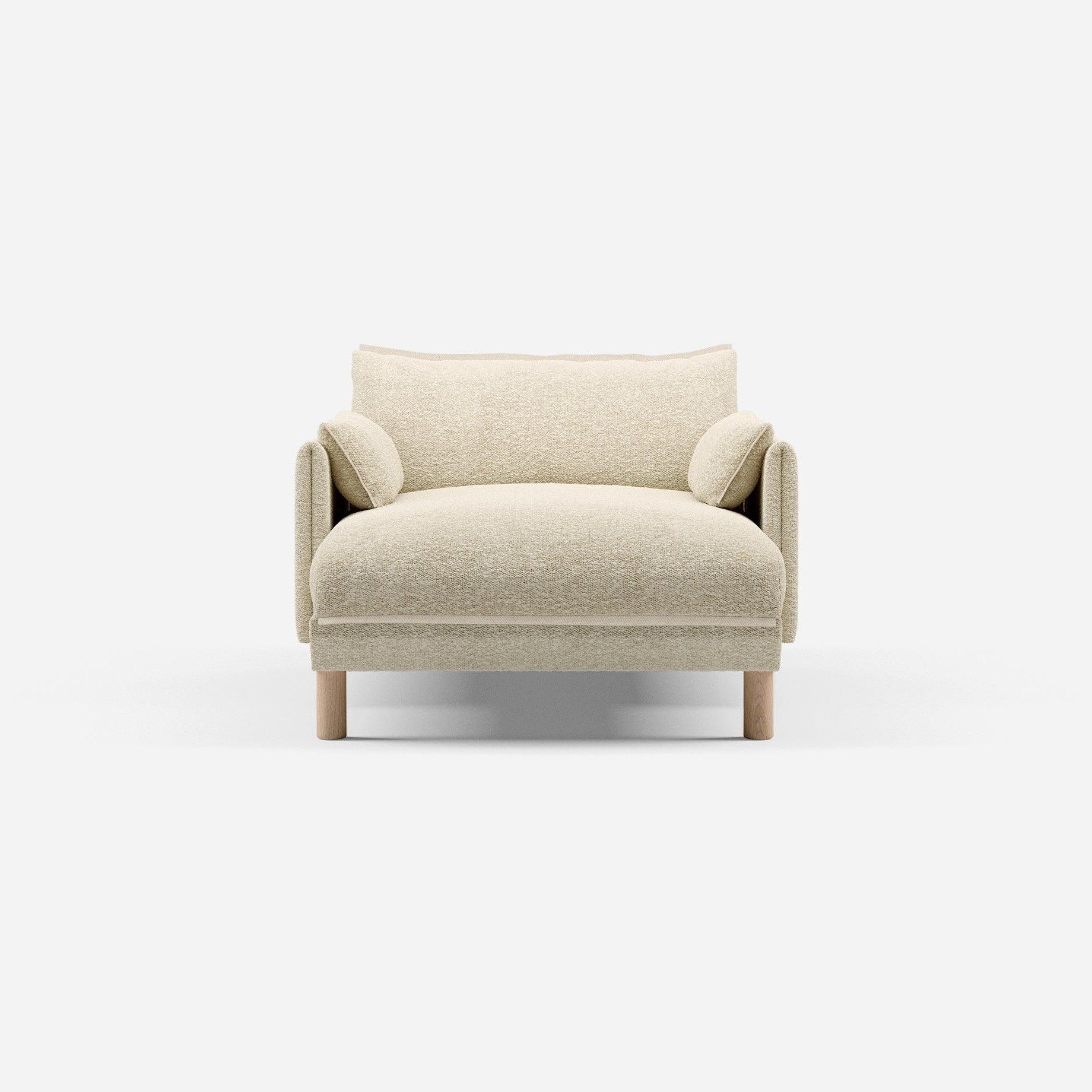 1.5 Seater Chaise Sofa | Boucle Ecru - Cozmo @ Ecru Boucle Jacket | Natural Trim