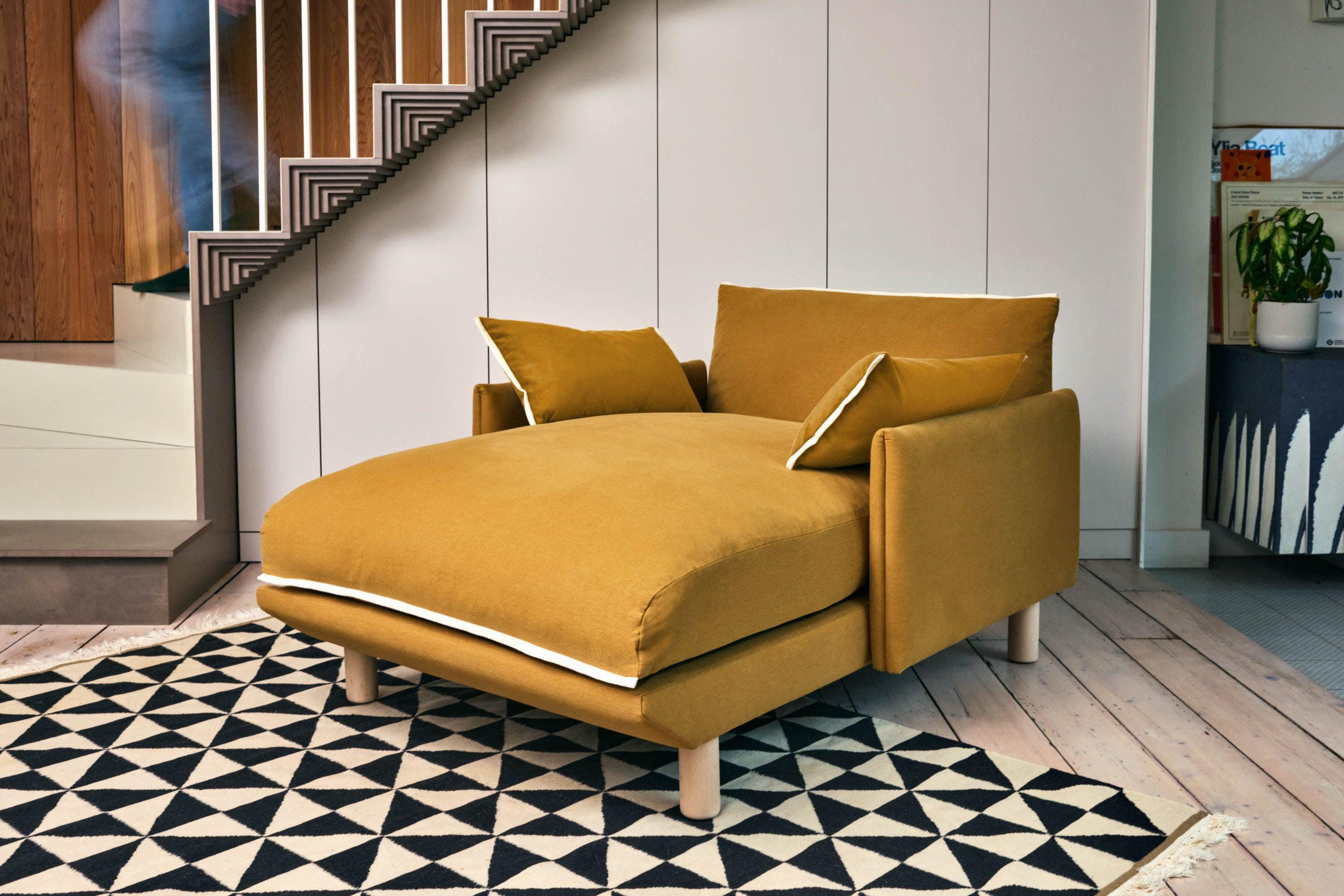 Cozmo Sofas - Cozy 1.5 Seater Chaise Sofa - Ecru Boucle - Natural Legs - Lifestyle detail