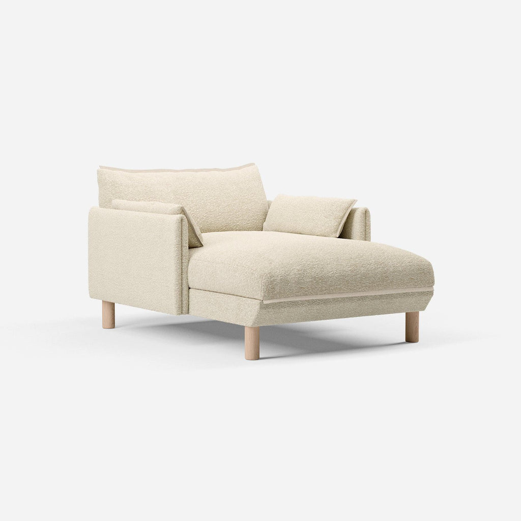 Cozy 1.5 Seater Chaise Sofa Ecru Boucle Trim