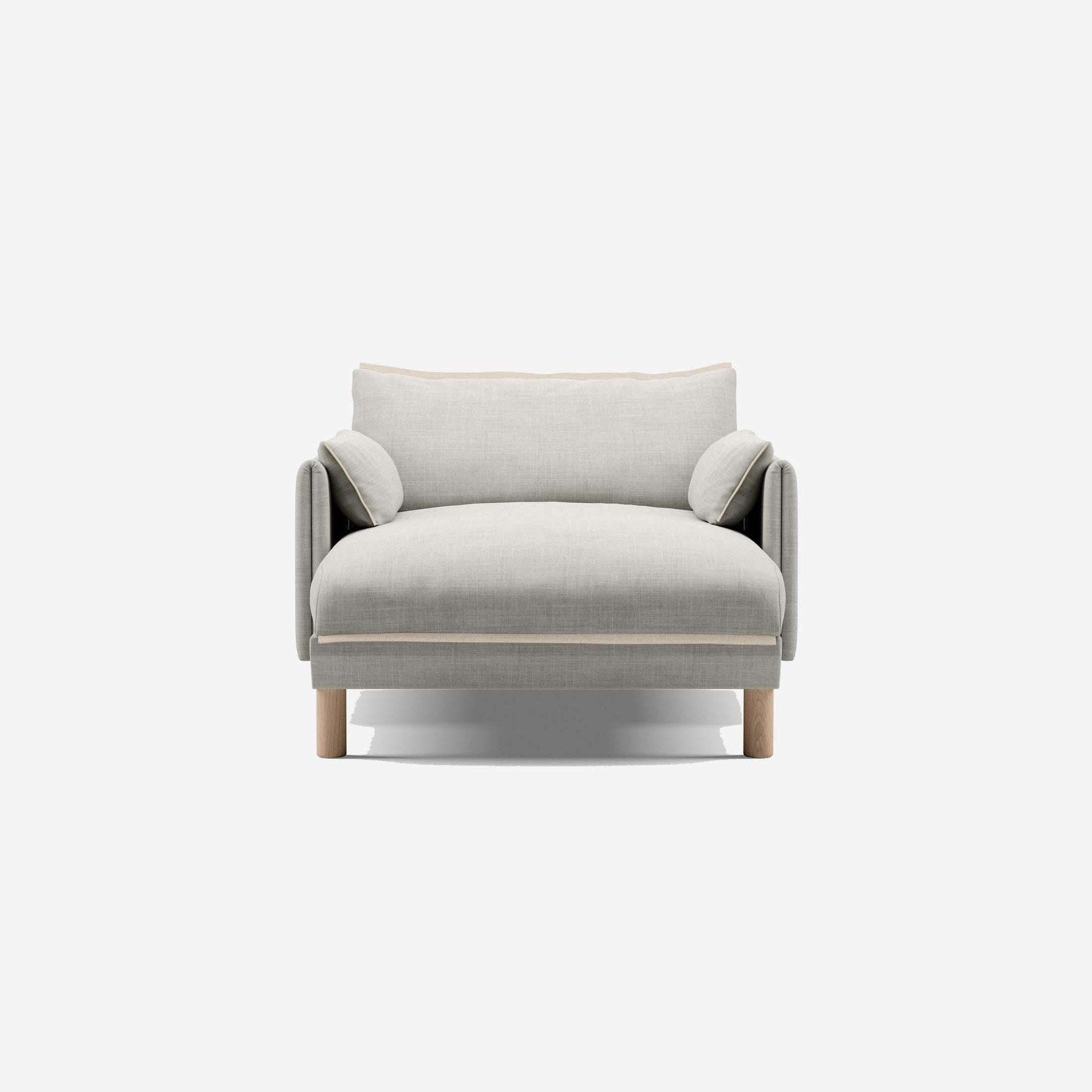 1.5 Seater Chaise Sofa | Weave Ecru / Fleece Cream - Cozmo @ Ecru Weave Jacket | Natural Trim