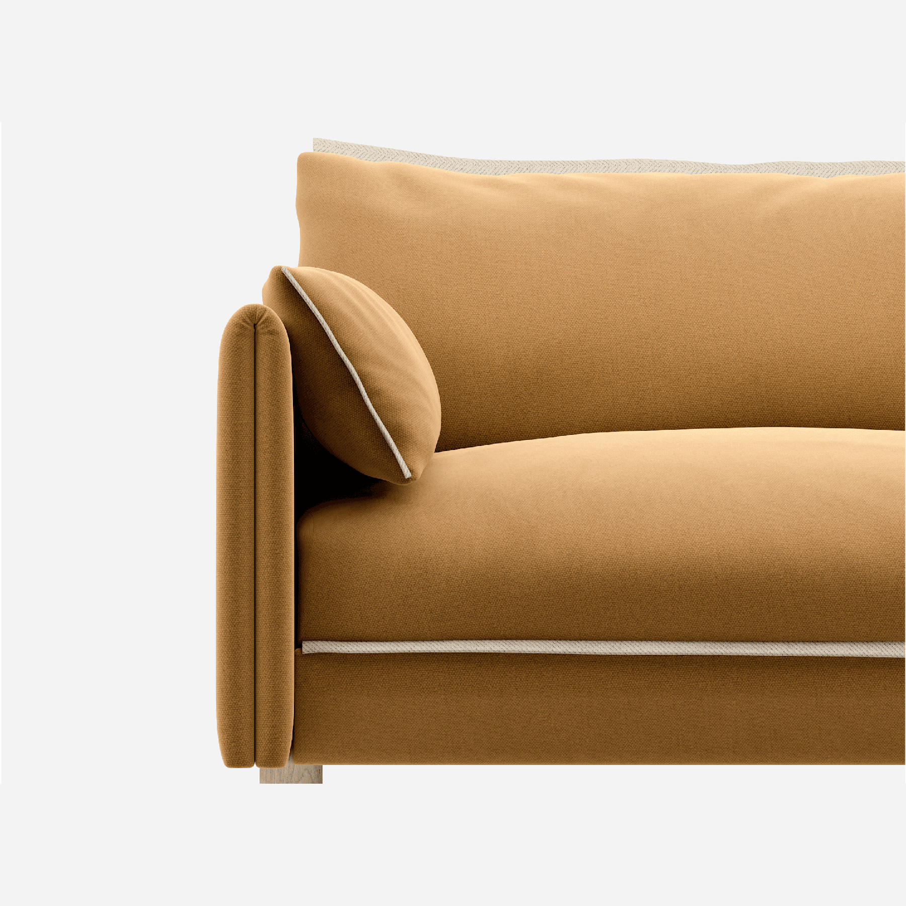 1 Seater Closeup Left Side Shot Ochre @ Ochre Cotton Jacket | Natural Trim