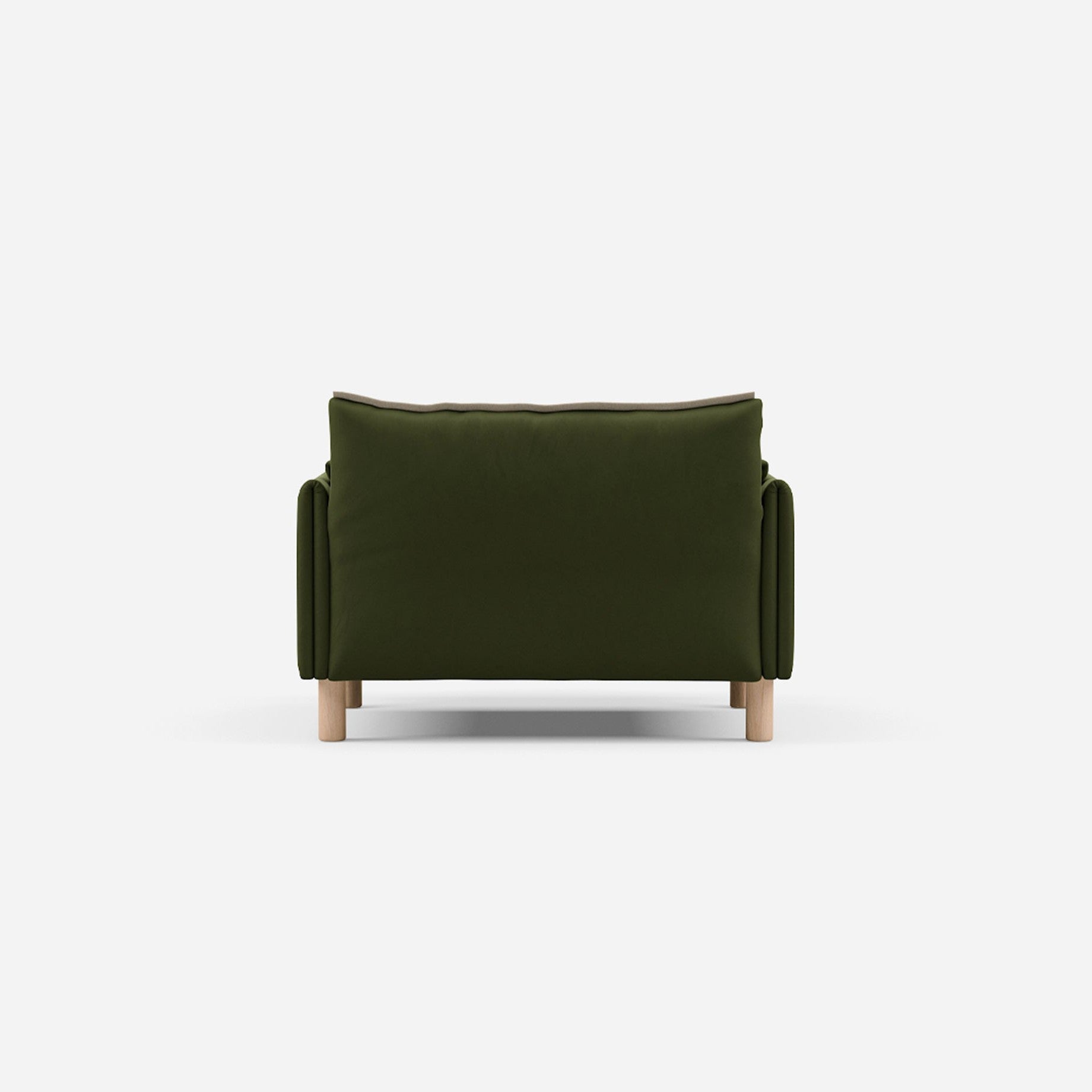 Cozmo Sofas - Cozy 1.5 Seater Sofa - Dark Green Velvet - Natural Legs - Rear view