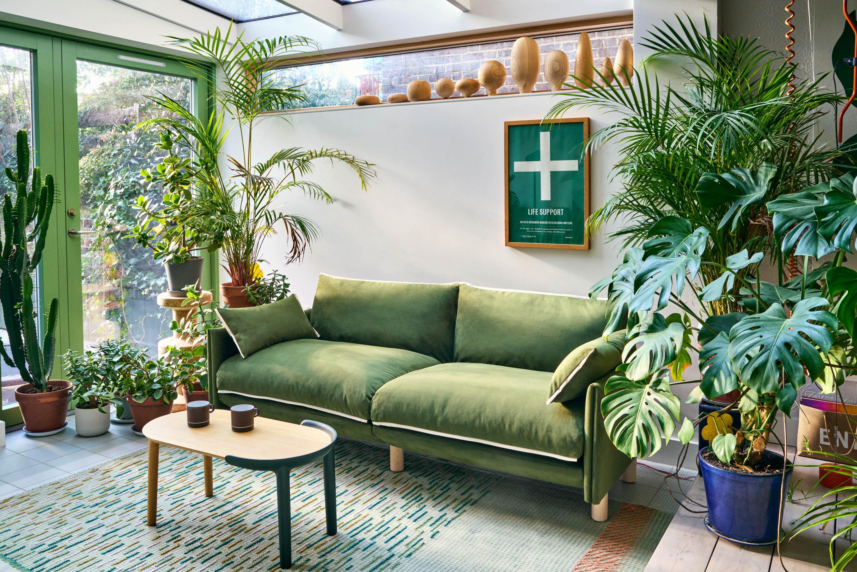 Cozmo Sofas - Cozy 1.5 Seater Sofa - Dark Green Velvet - Natural Legs