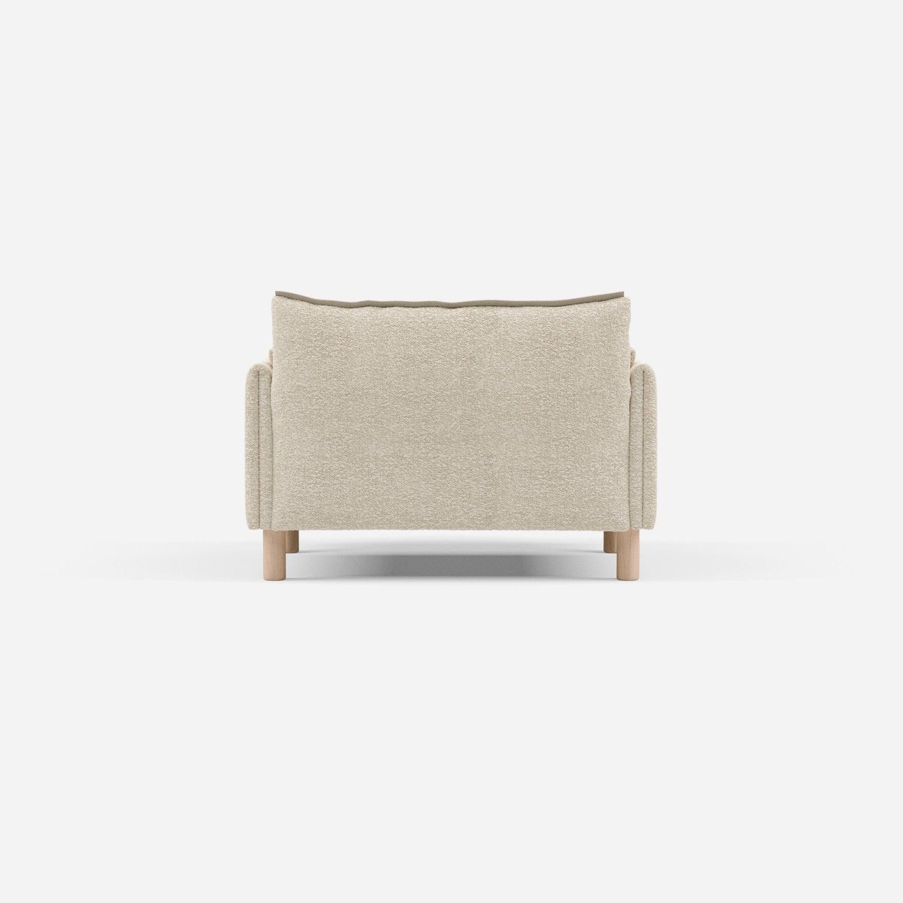 Cozmo Sofas - Cozy 1.5 Seater Sofa - Ecru Boucle - Natural Legs - Rear view