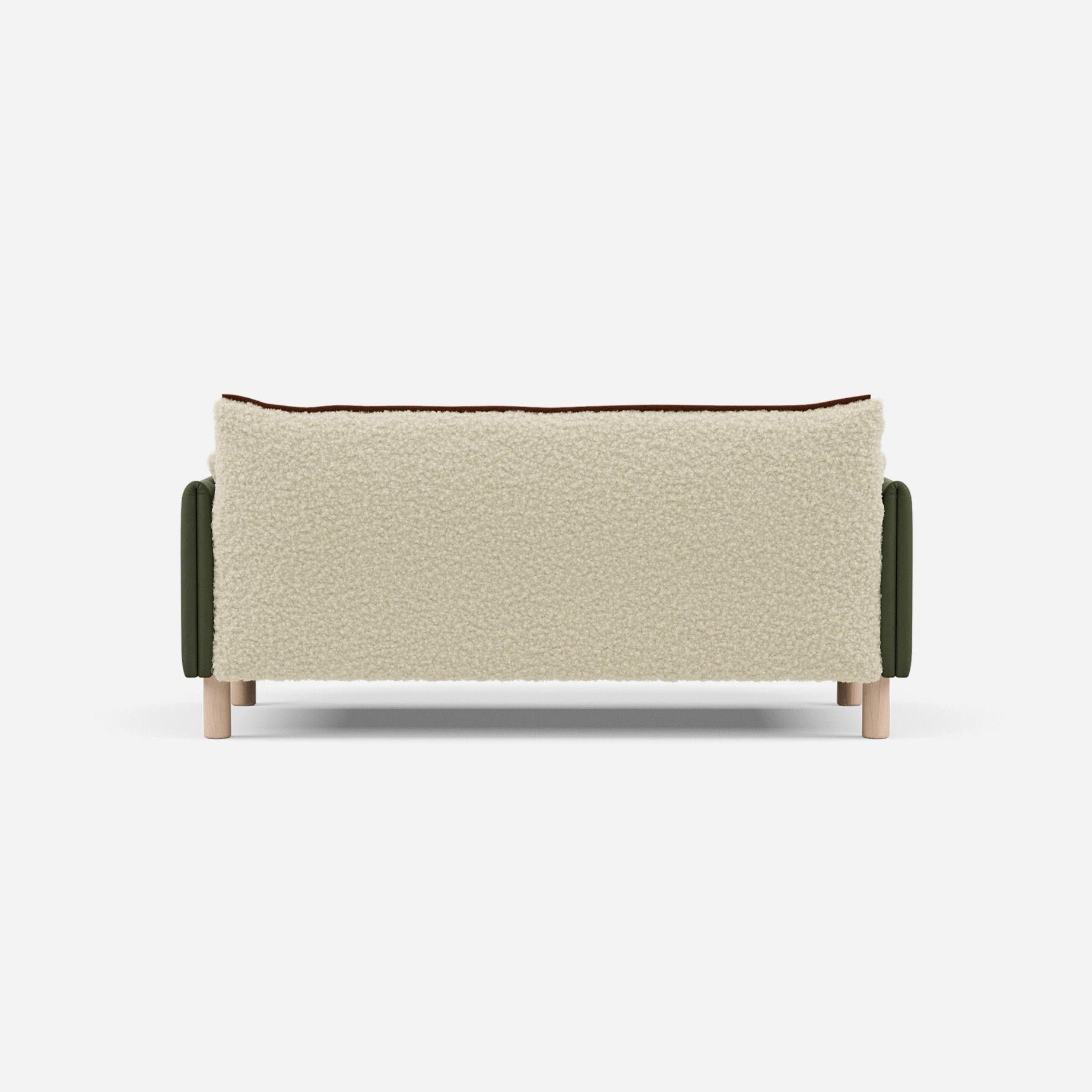 Cozmo Sofas - Cozy 2 Seater Sofa - Dark Green Velvet - Natural Legs - Rear angle view